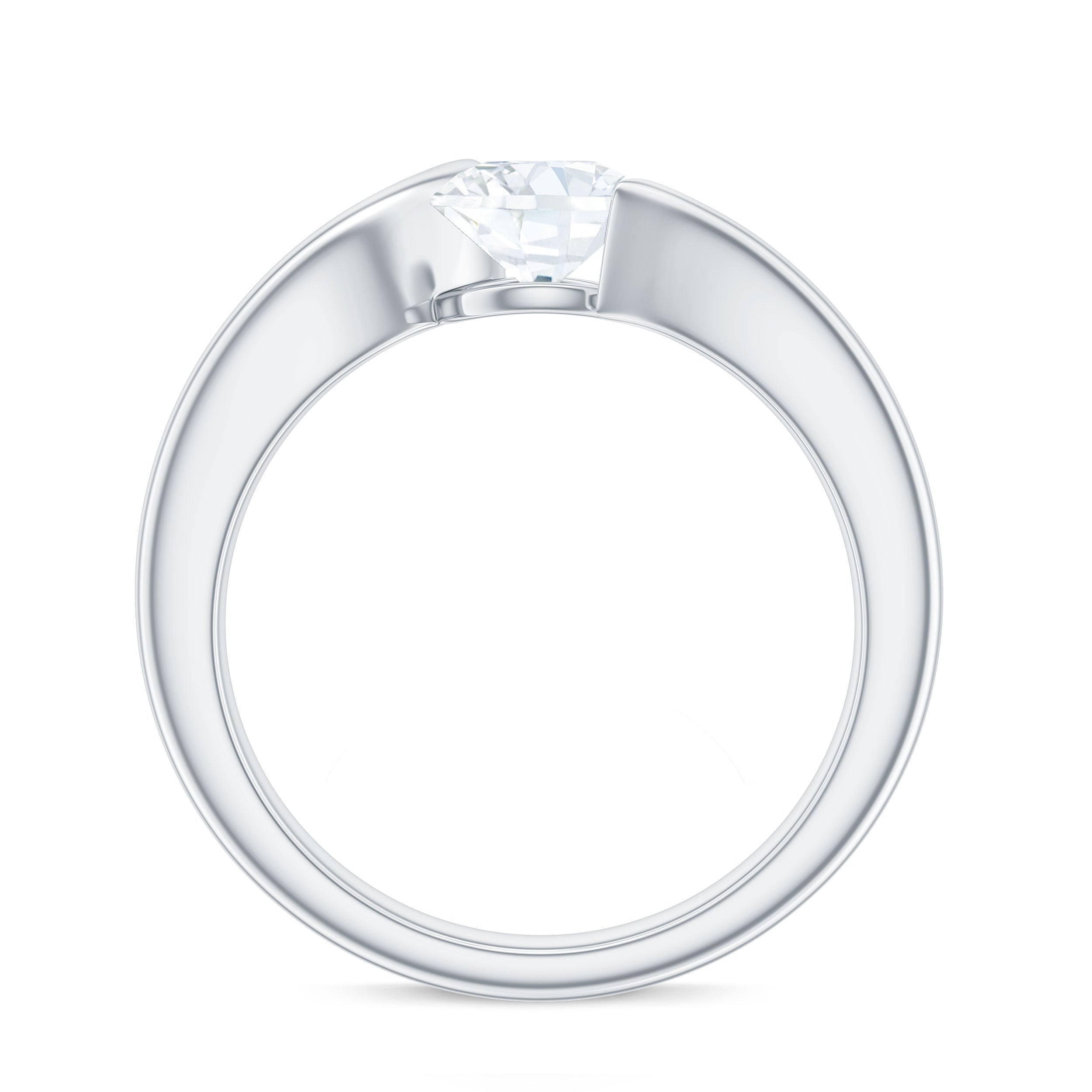 Brilliant Cut Moissanite Engagement Ring in Tension Setting