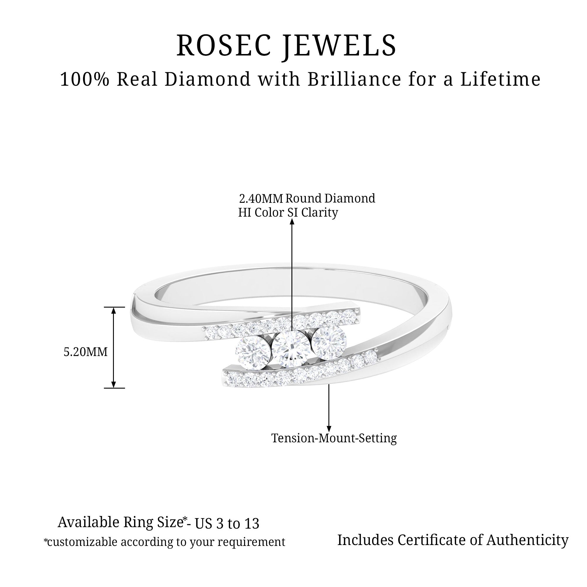 Round Diamond Three Stone Promise Ring