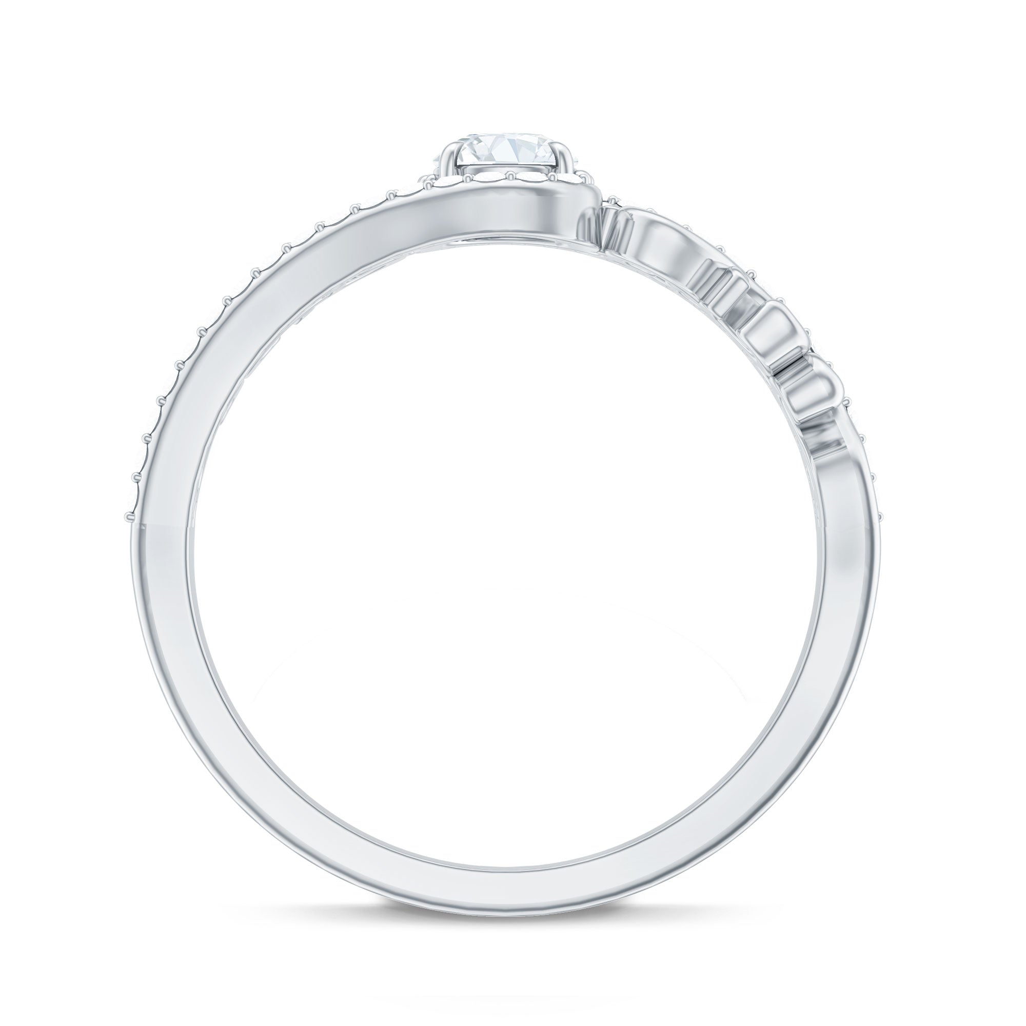 Vintage Style Diamond Engagement Ring with Bypass Shank