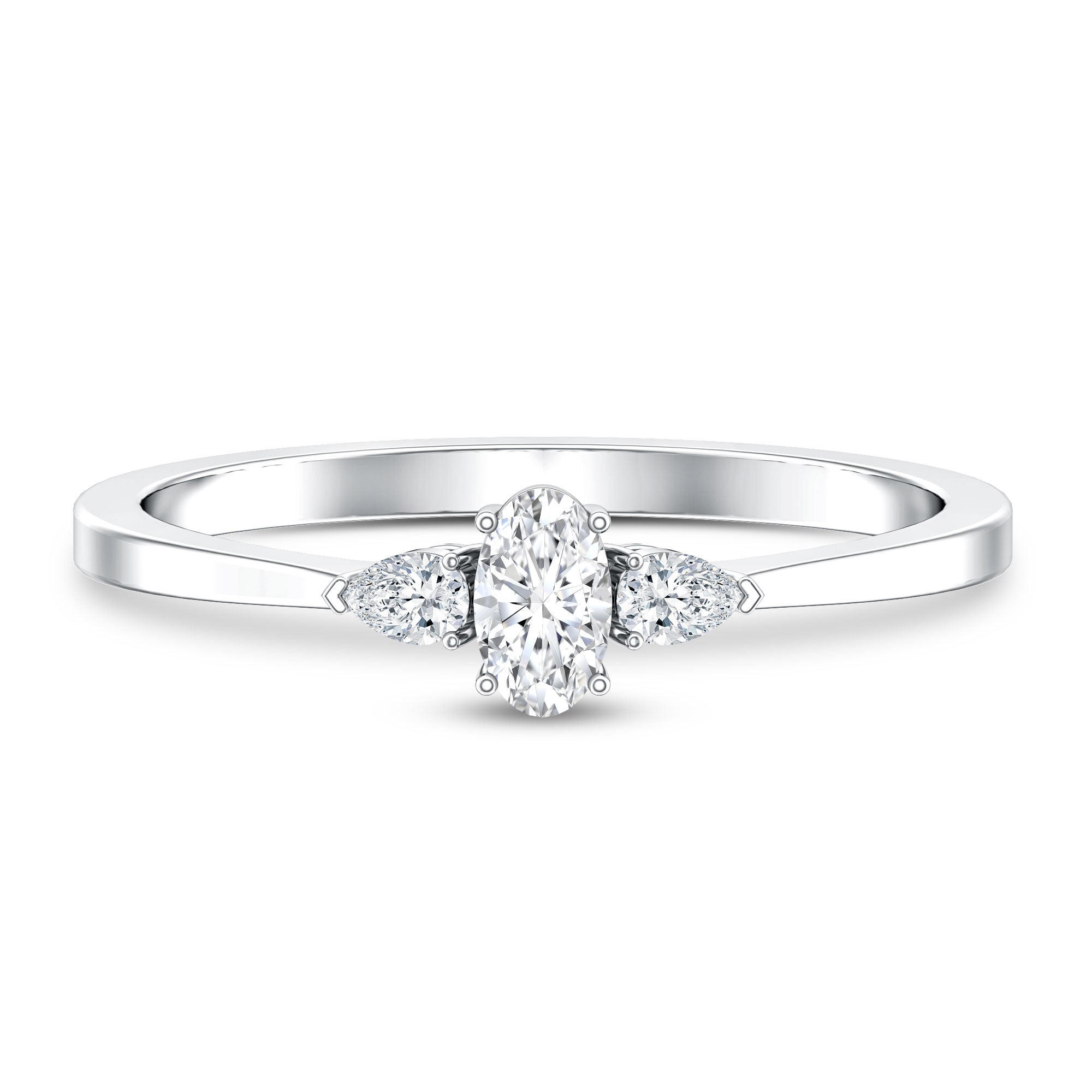 Real Diamond 3 Stone Promise Ring for Valentines