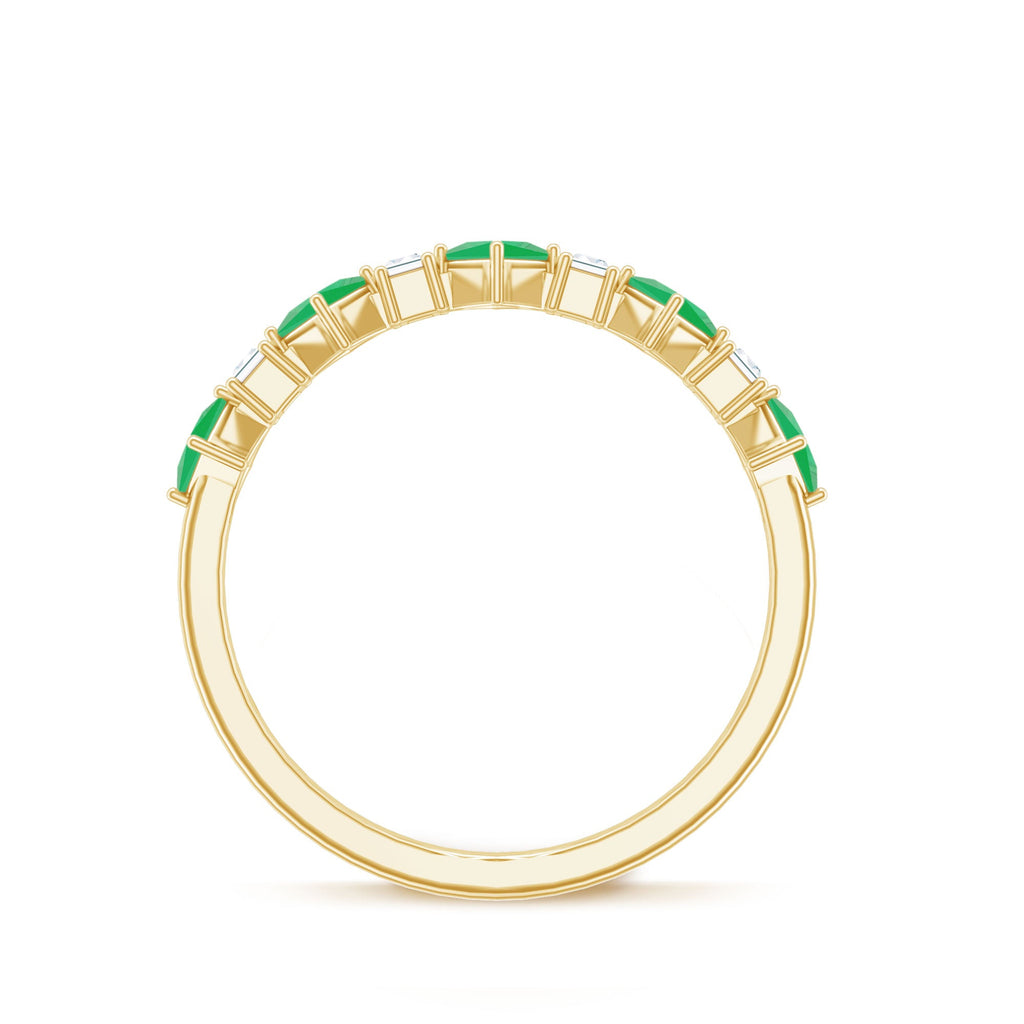 Certified Real Princess Cut Emerald Half Eternity Anniversary Ring