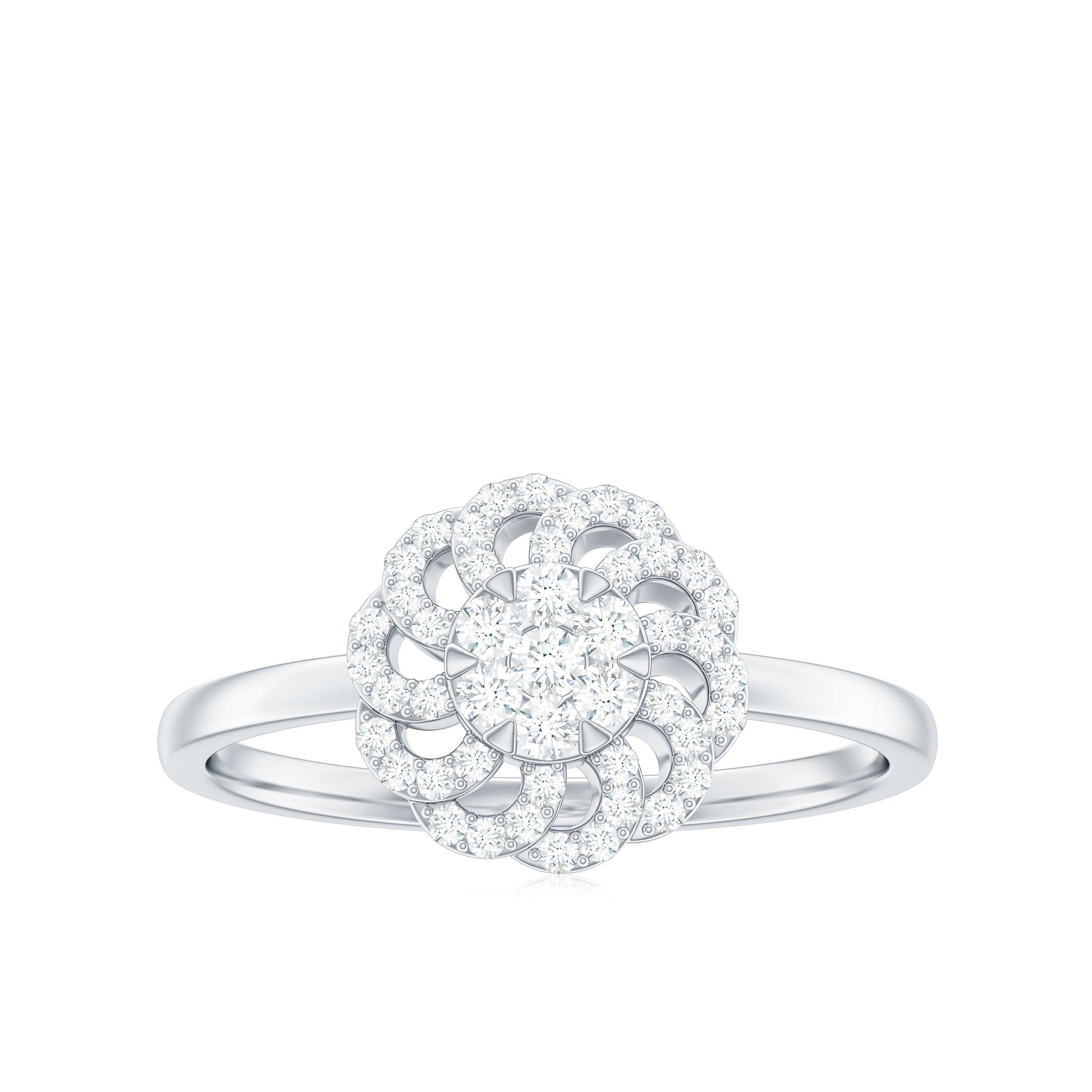 Certified Natural Diamond Flower Engagement Ring in Illusion Set