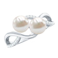 Cultured Freshwater Pearl Toi Et Moi Engagement Ring with Diamond