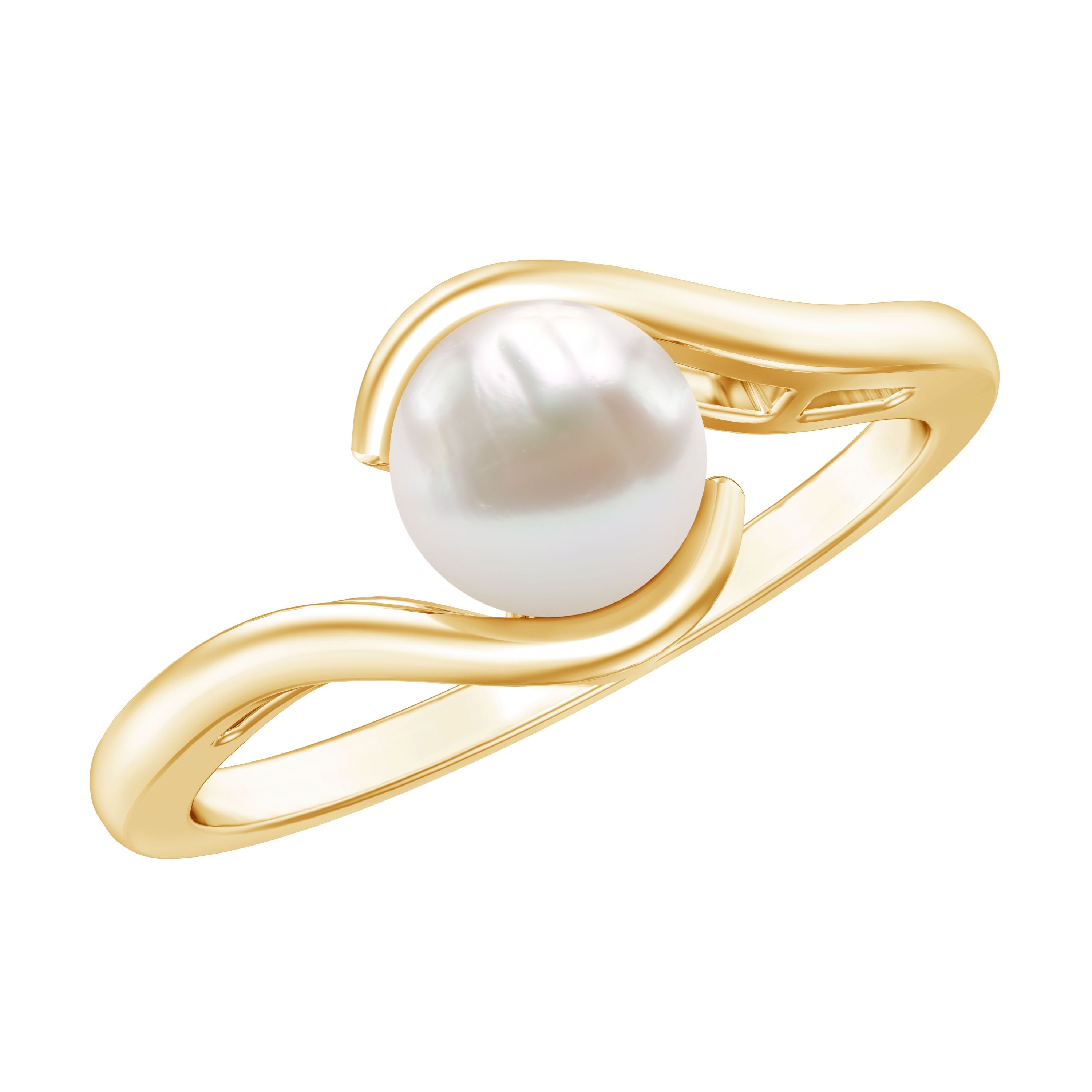 Cultured 2.2 Carat Freshwater Pearl Engagement Ring with Bypass Shank