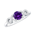Natural Amethyst Engagement Ring with Diamond Infinity Knot