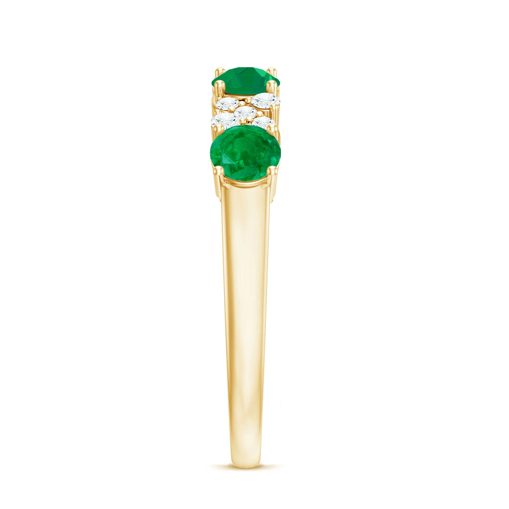 Natural Emerald Diamond Half Eternity Anniversary Band with Certificate