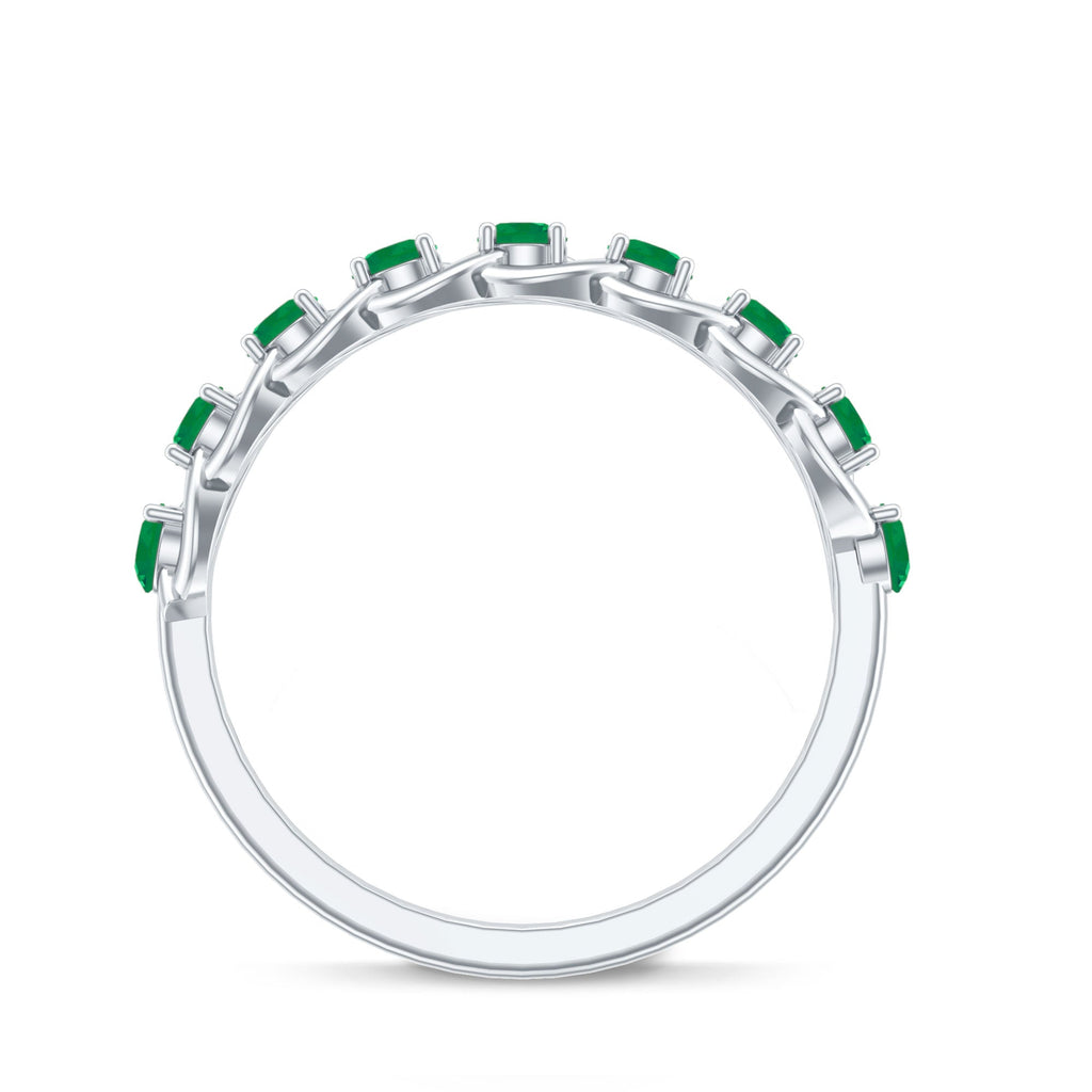 Genuine Green Emerald Braided Half Eternity Band