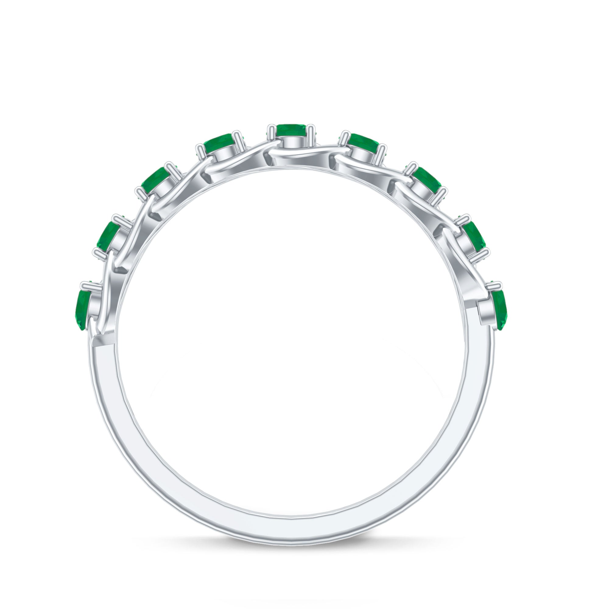 Genuine Green Emerald Braided Half Eternity Band