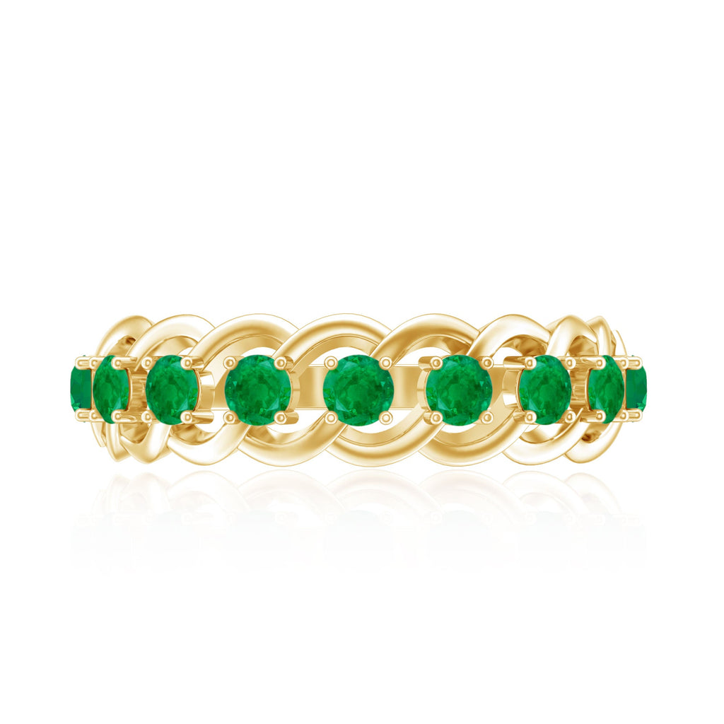 Genuine Green Emerald Braided Half Eternity Band