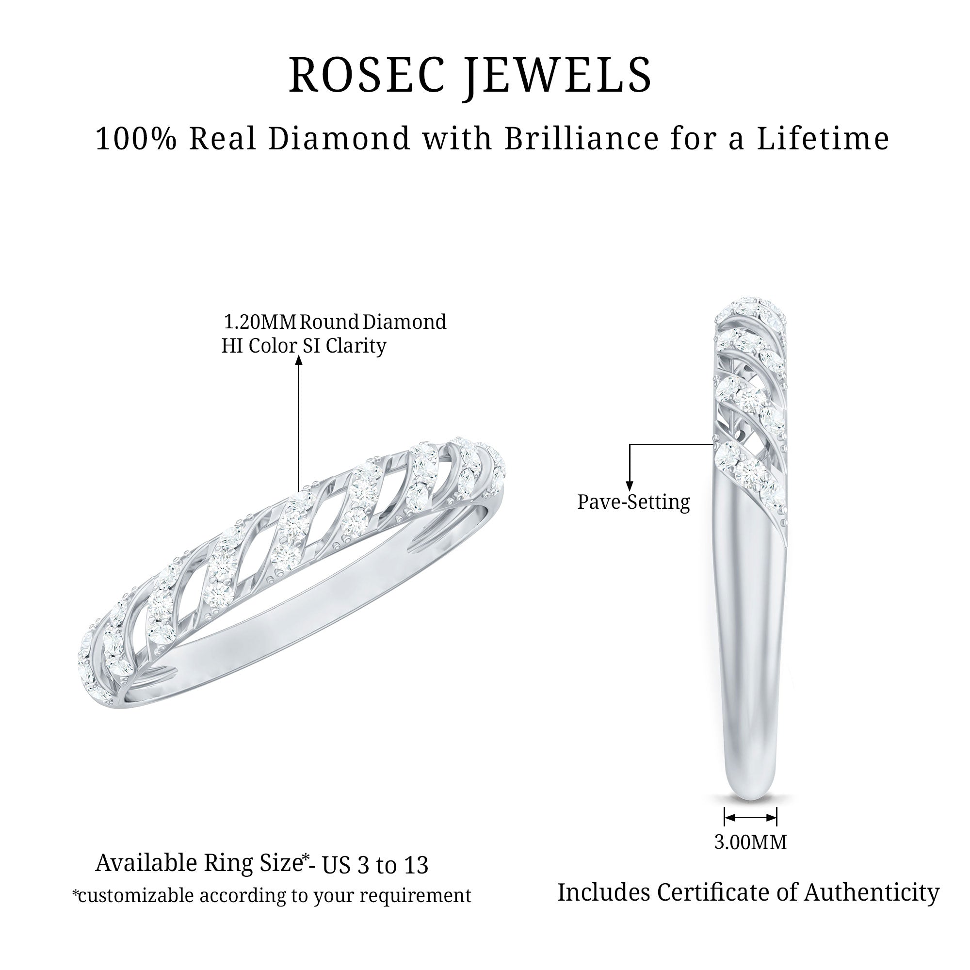 Elegant Round Shape Diamond Half Eternity Ring