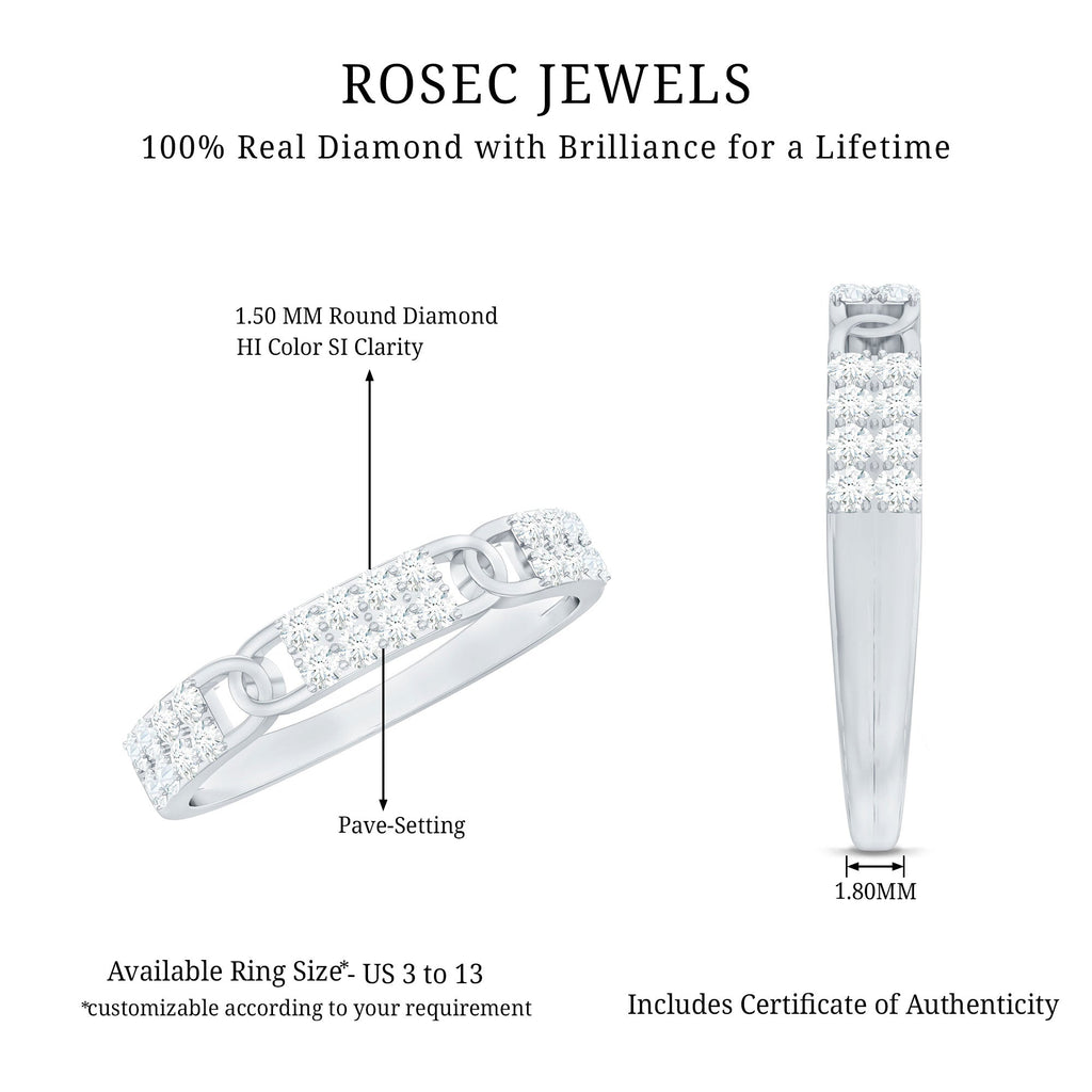 Certified Natural Diamond Interlock Half Eternity Band Ring