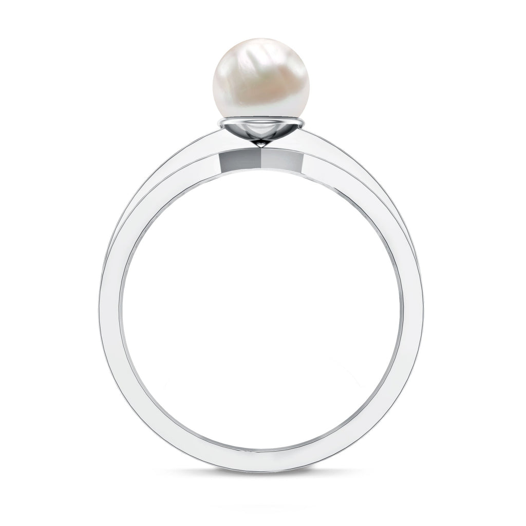 2.2 Carat Freshwater Pearl Engagement Ring with Diamond for Women