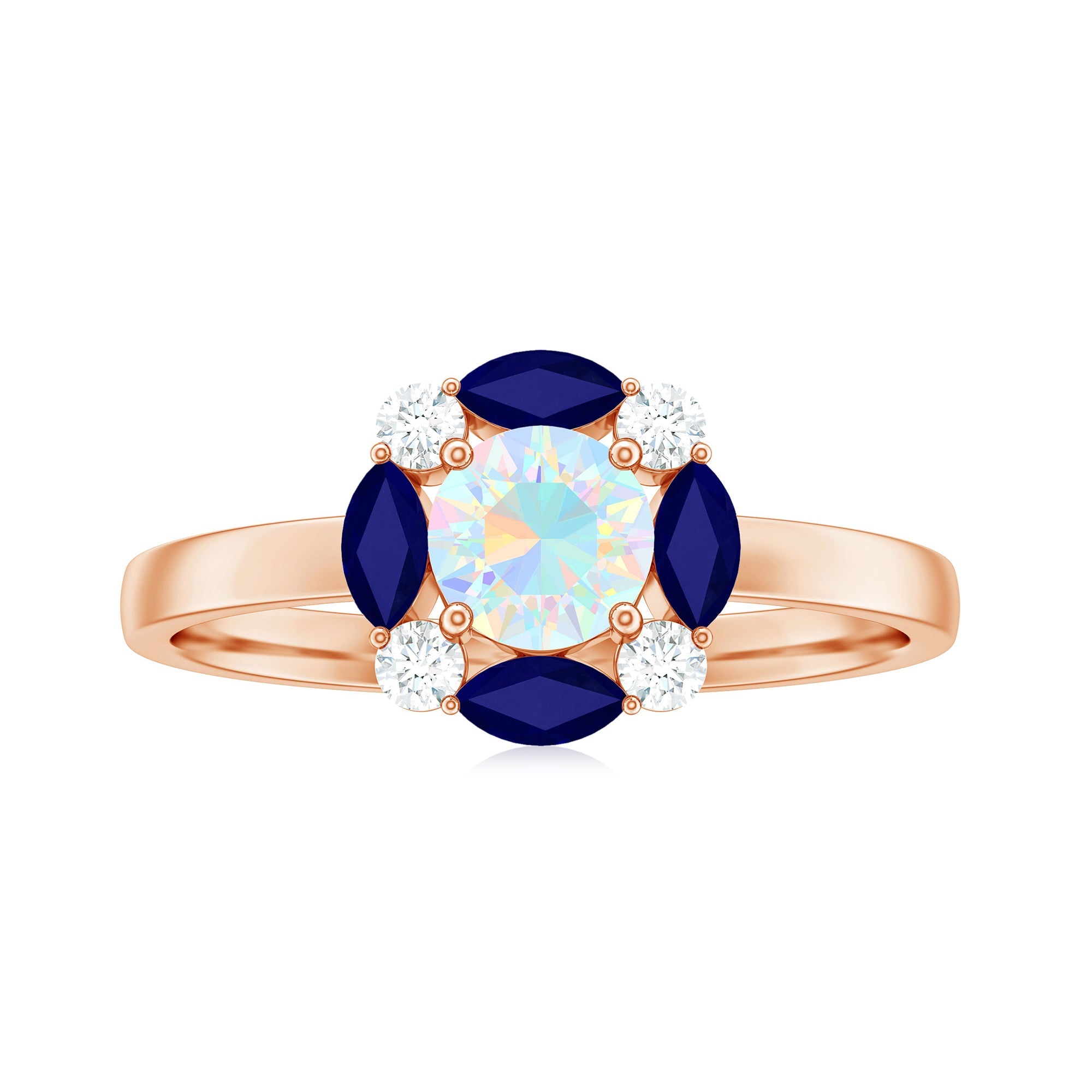 Natural Ethiopian Opal and Sapphire Designer Ring