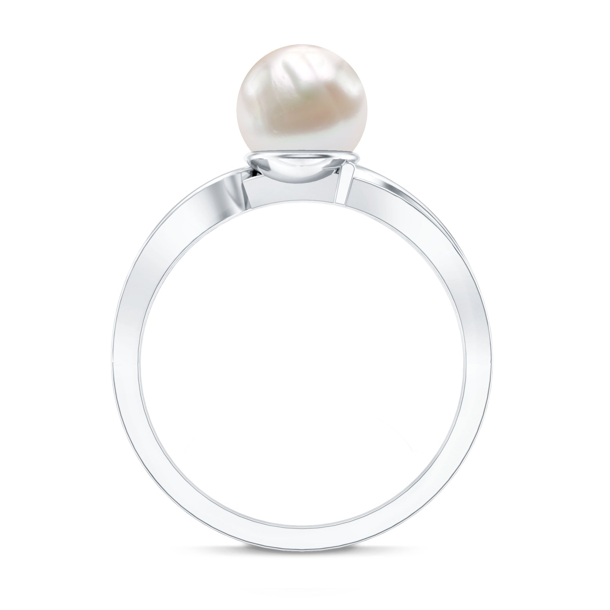 Cultured 3 Carat Freshwater Pearl Engagement Ring with Diamond
