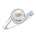 2.2 Carat Freshwater Pearl Bypass Engagement Ring with Diamond