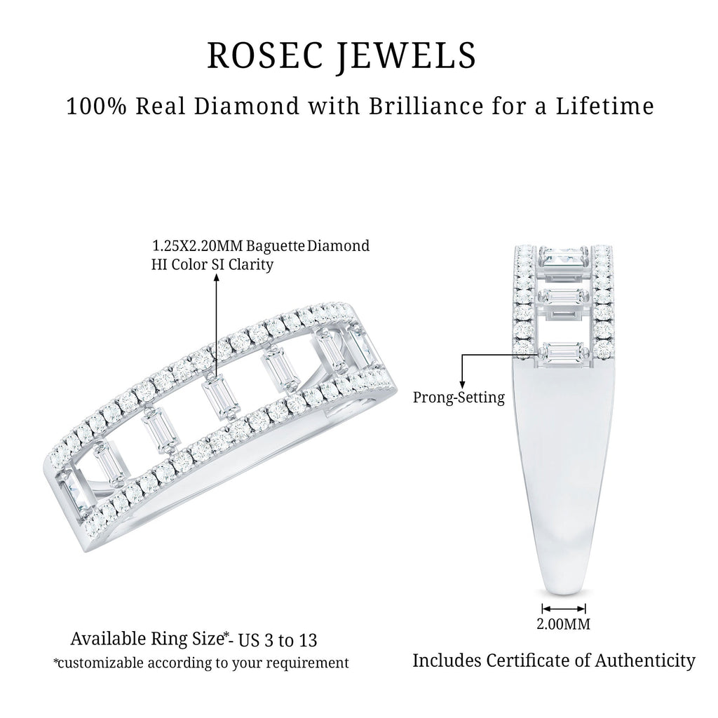 Natural Baguette Diamond Half Eternity Band With Certificate