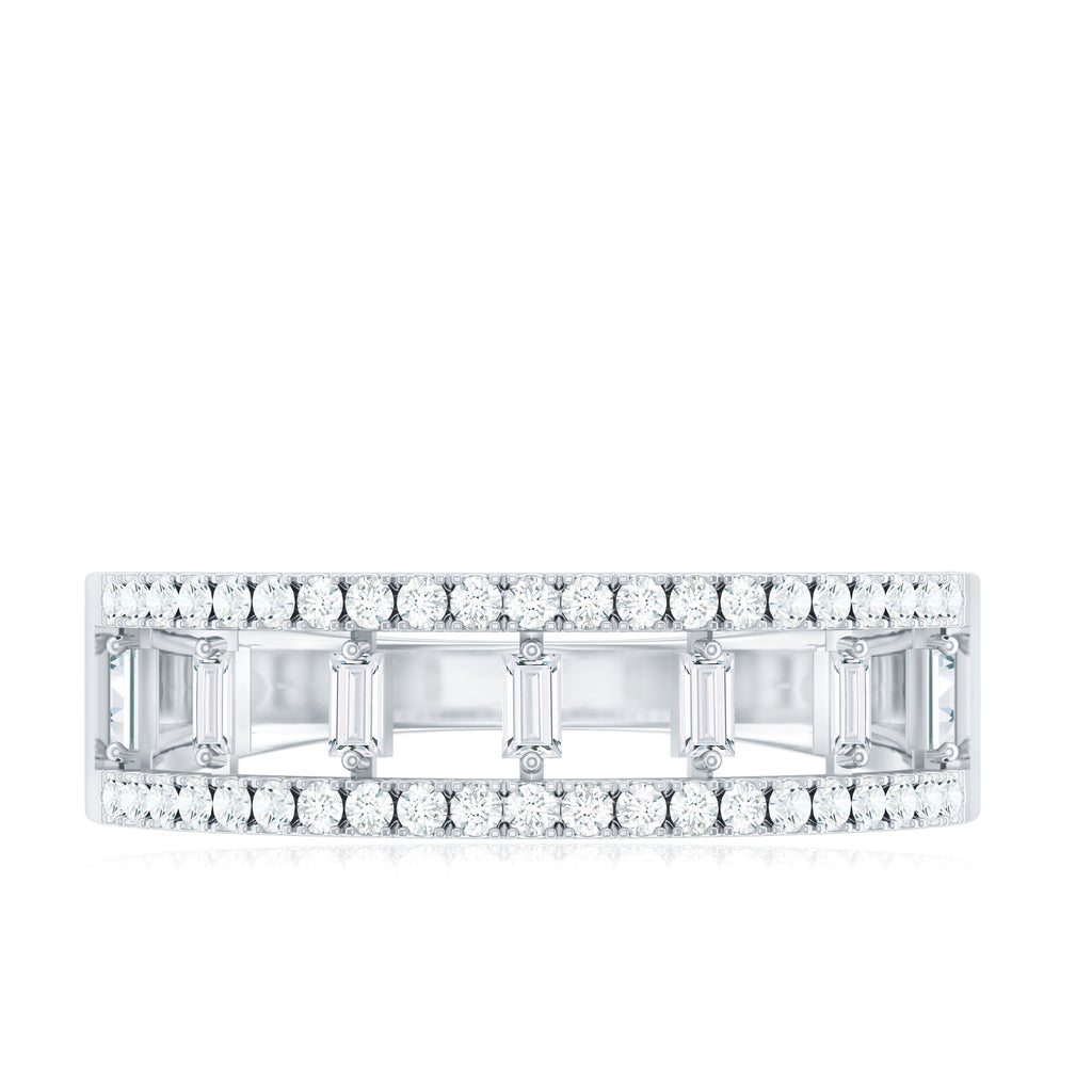 Natural Baguette Diamond Half Eternity Band With Certificate