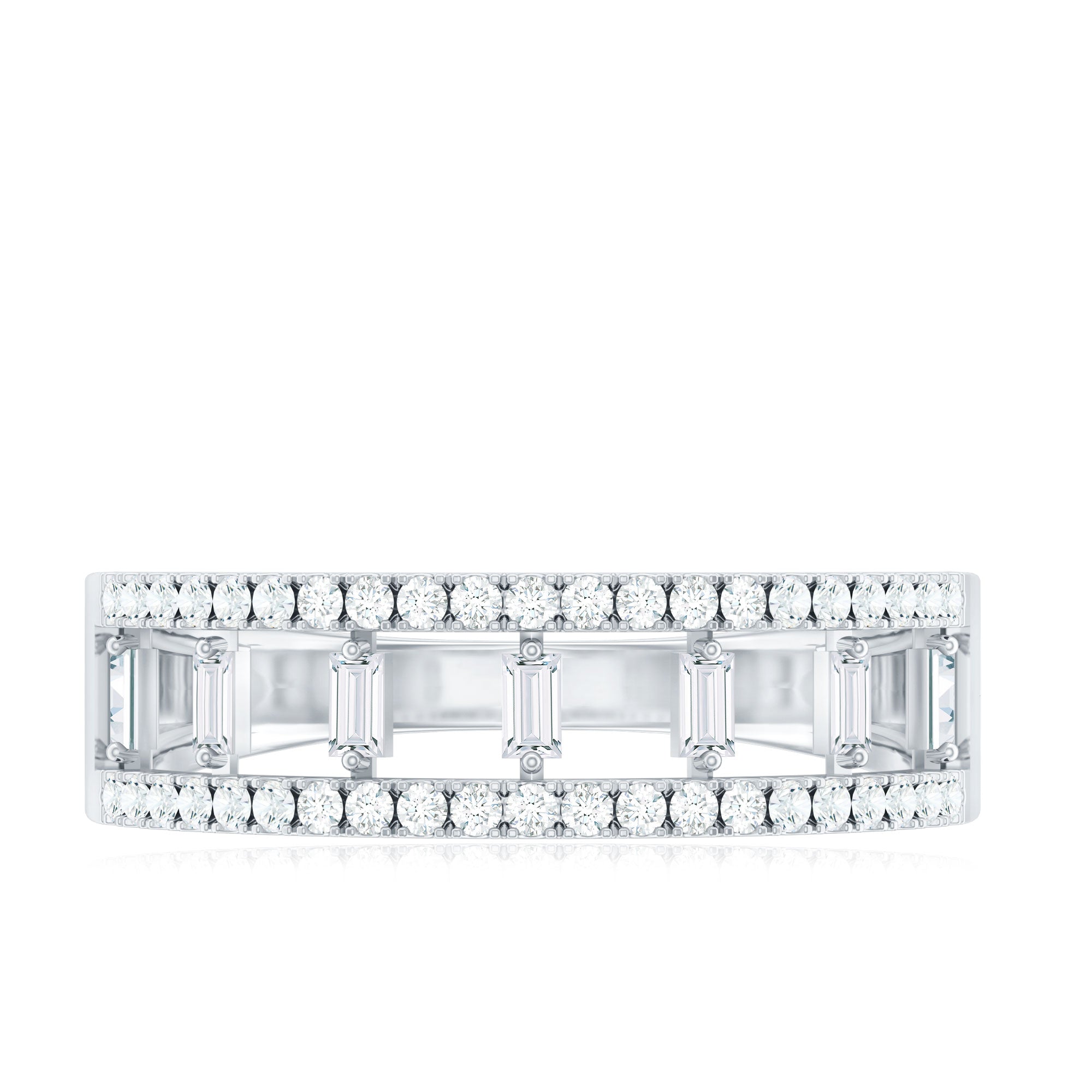 Natural Baguette Diamond Half Eternity Band With Certificate
