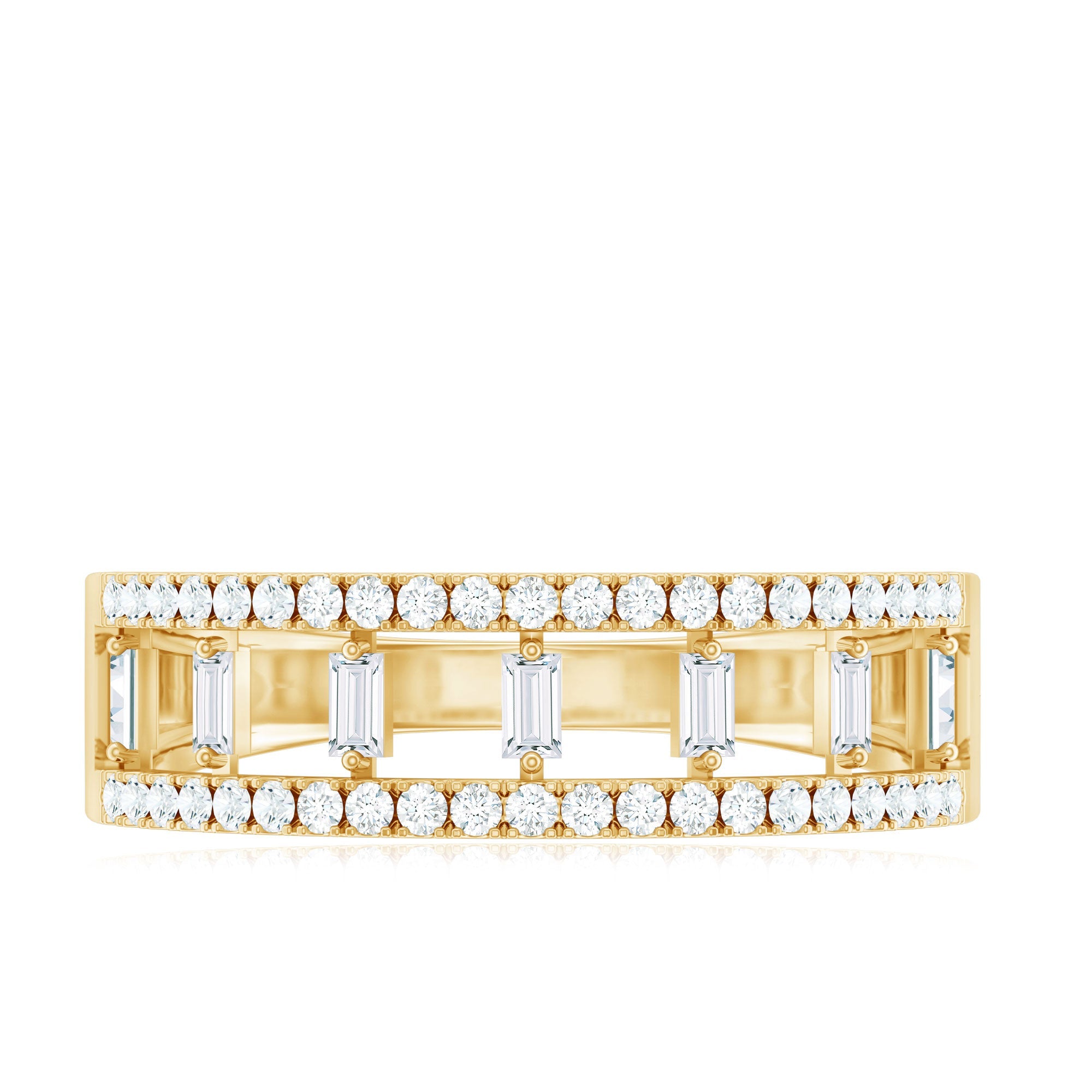 Natural Baguette Diamond Half Eternity Band With Certificate