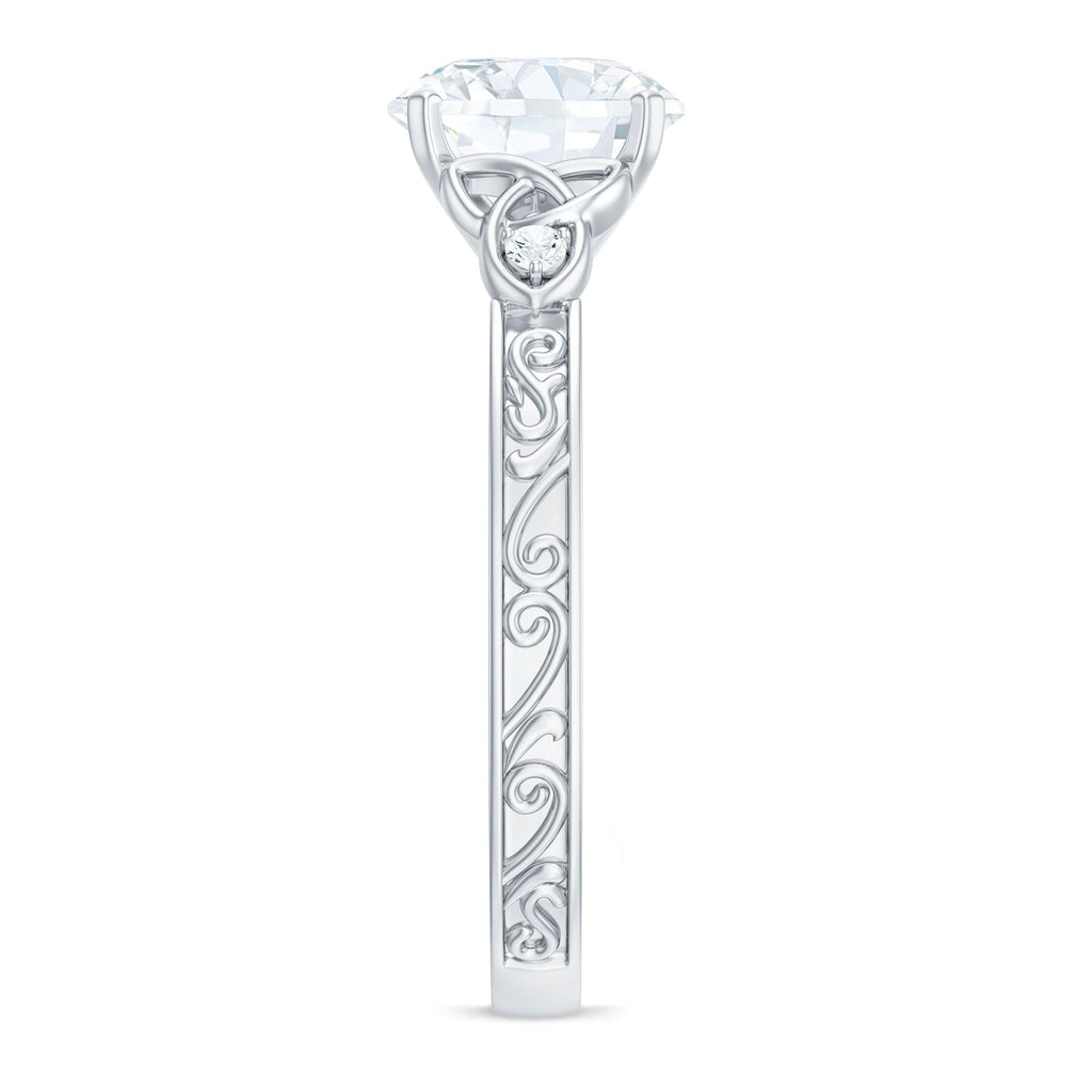 Antique Looking Round Moissanite Celtic Knot Engagement Ring