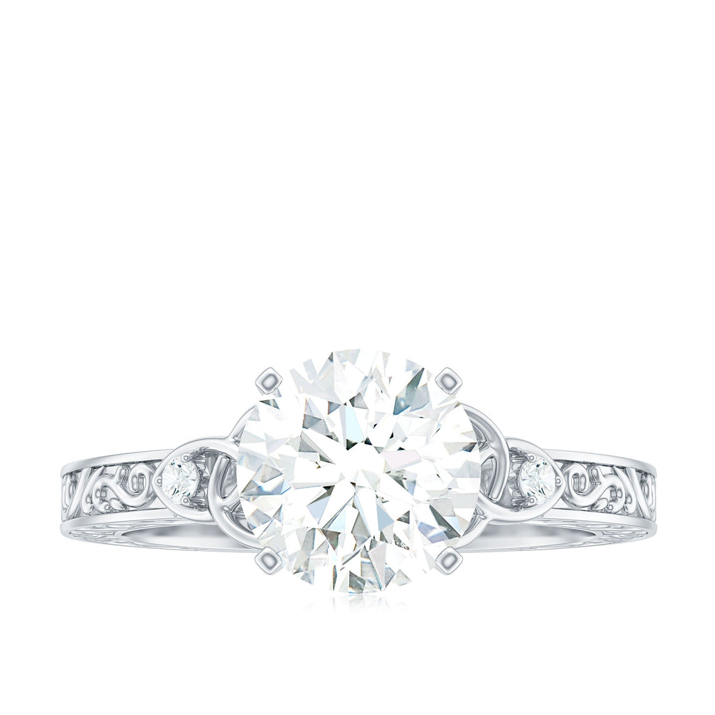 Antique Looking Round Moissanite Celtic Knot Engagement Ring