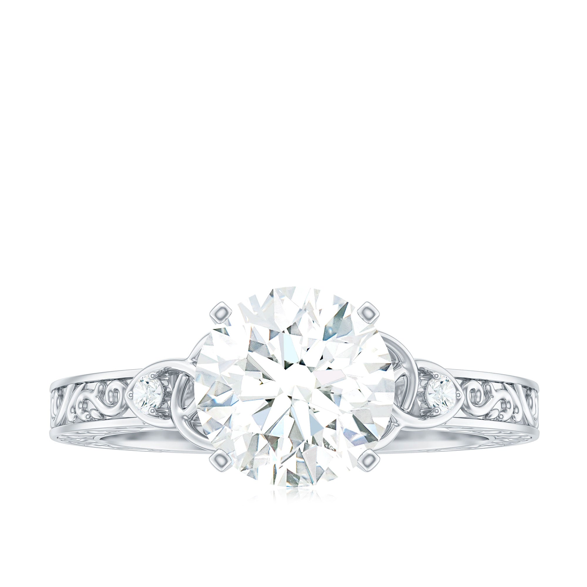 Antique Looking Round Moissanite Celtic Knot Engagement Ring