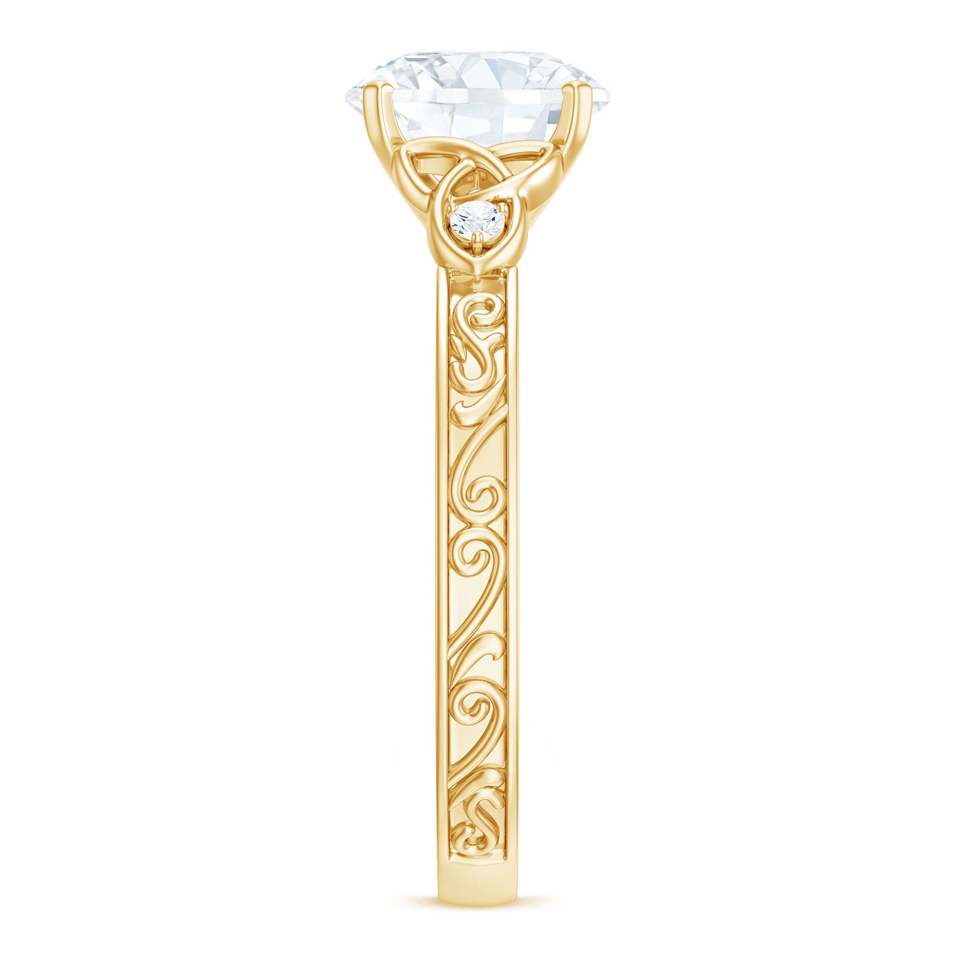 Antique Looking Round Moissanite Celtic Knot Engagement Ring
