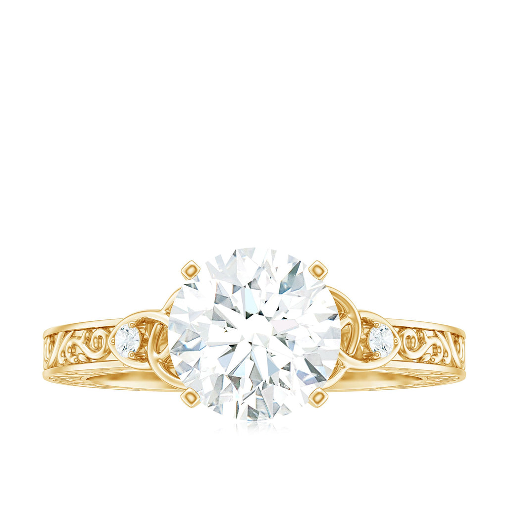 Antique Looking Round Moissanite Celtic Knot Engagement Ring