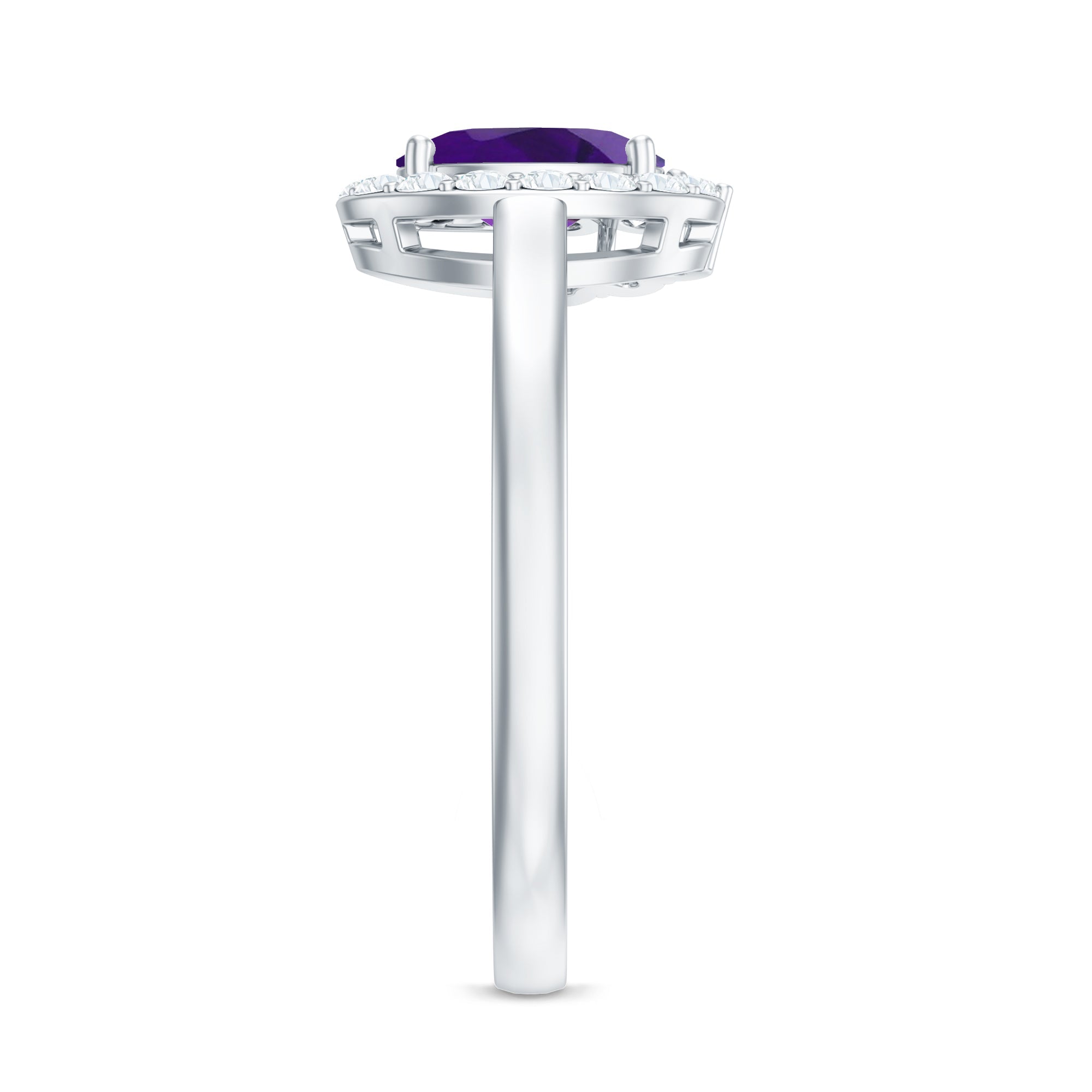 1 Carat Amethyst Designer Engagement Ring with Diamond for Women