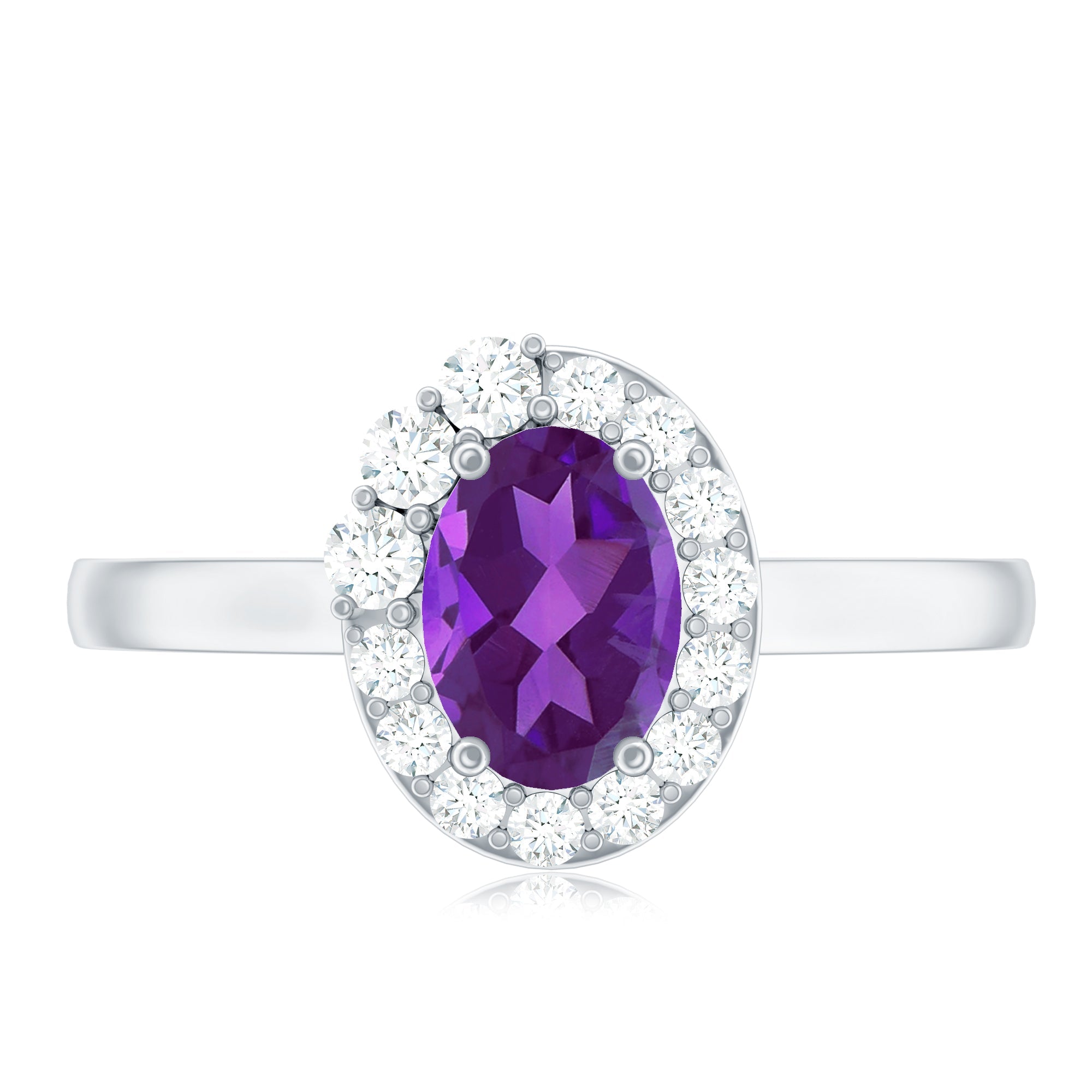 1 Carat Amethyst Designer Engagement Ring with Diamond for Women