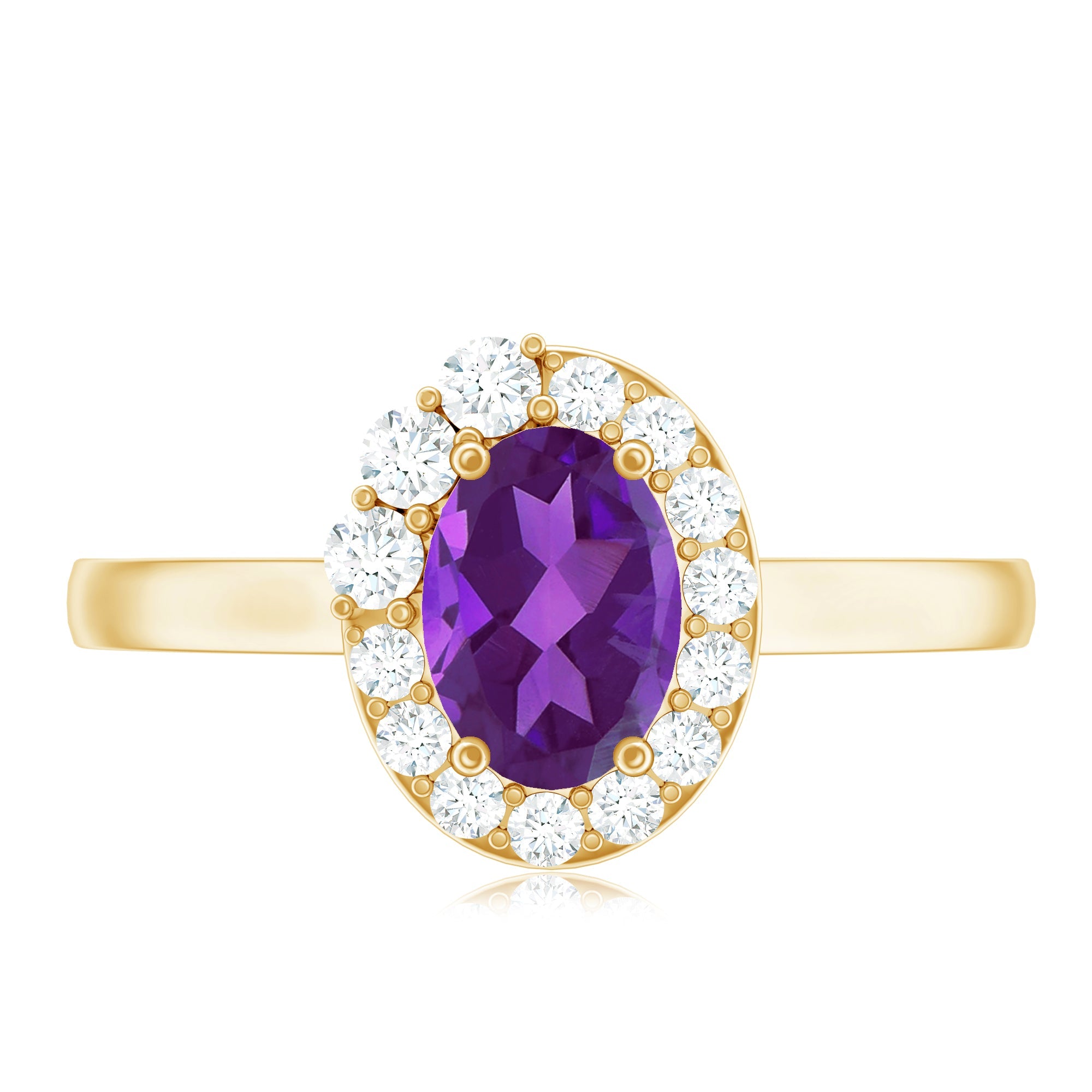 1 Carat Amethyst Designer Engagement Ring with Diamond for Women
