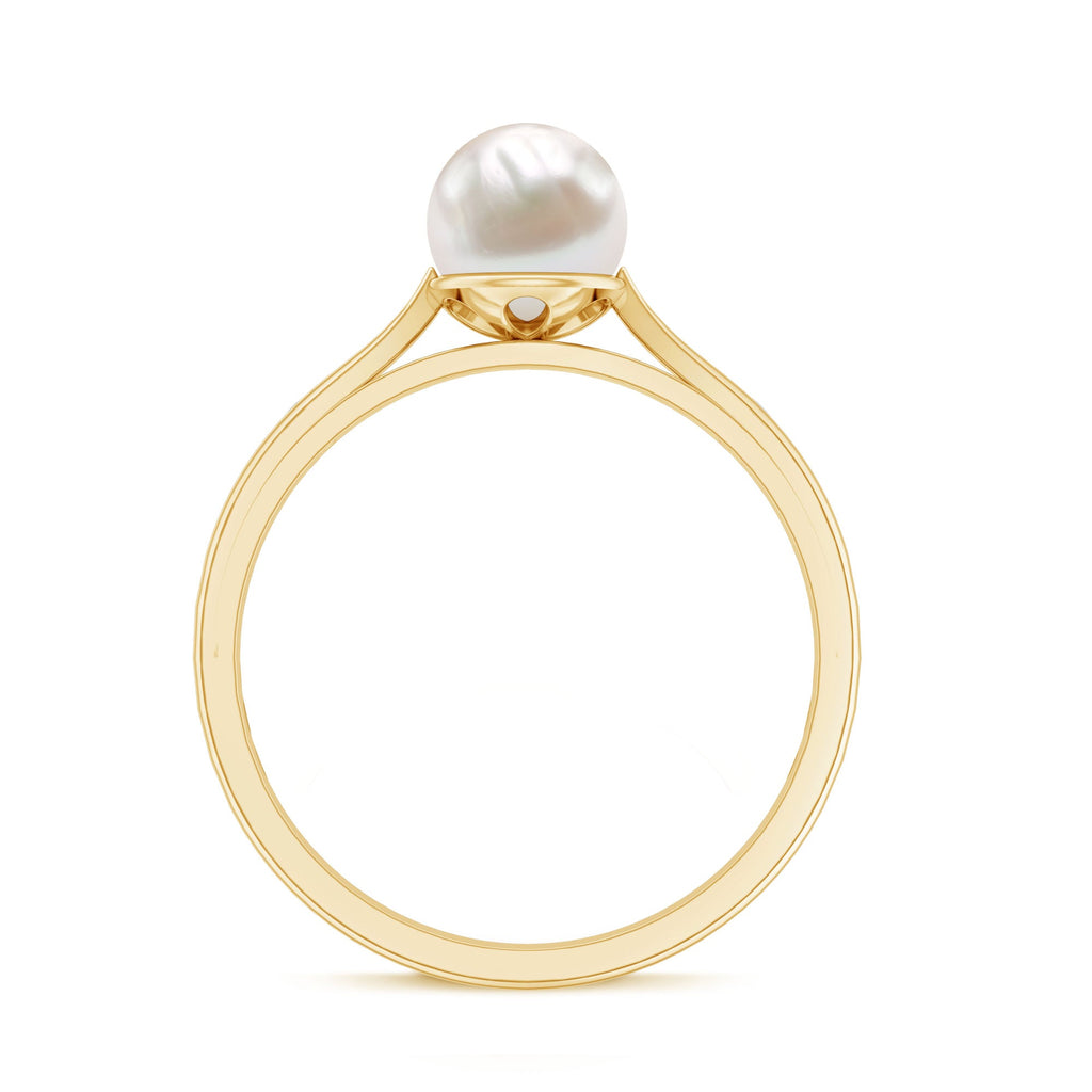 Natural 2.2 Carat Freshwater Pearl Solitaire Ring with Diamond