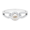 2 Carat Freshwater Pearl and Diamond Engagement Ring with Split Shank