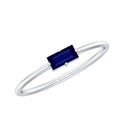 Natural Baguette Blue Sapphire Promise Ring for Women