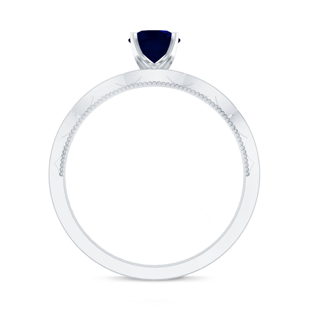 Real 0.9 Carat Blue Sapphire Engagement Ring with Diamond