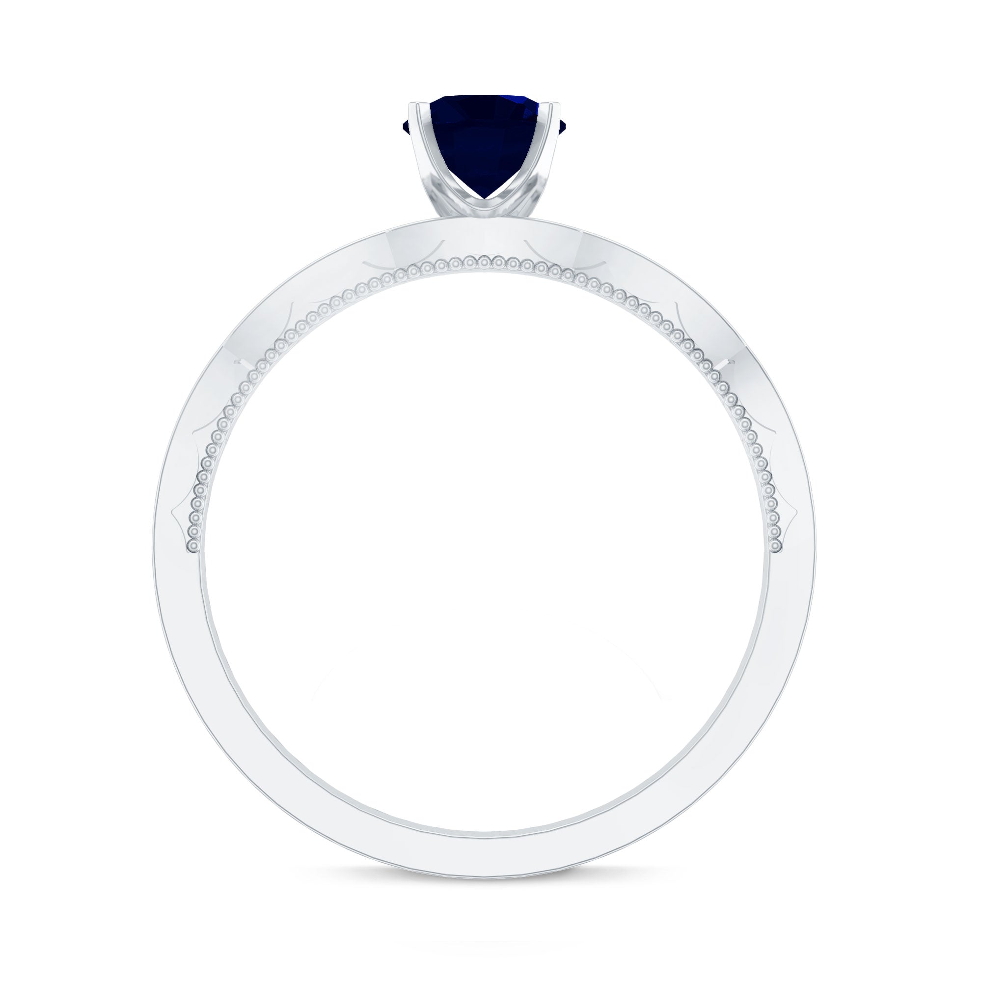 Real 0.9 Carat Blue Sapphire Engagement Ring with Diamond