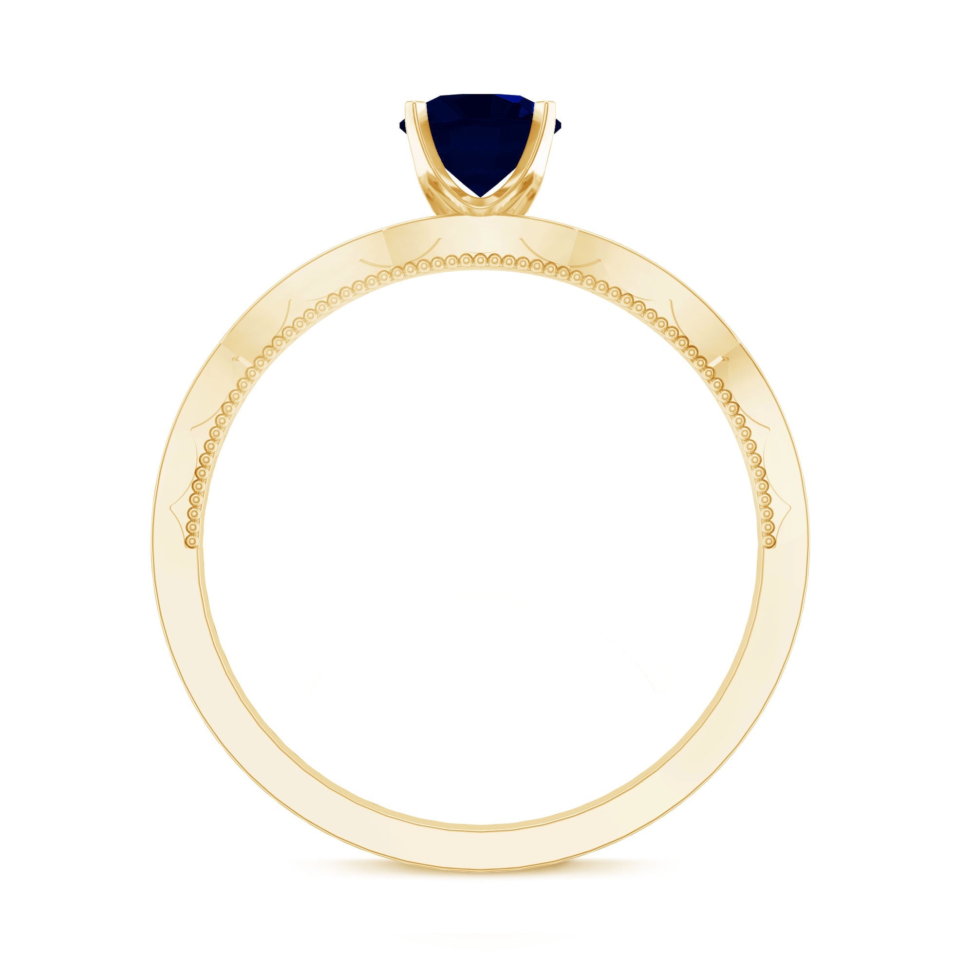 Real 0.9 Carat Blue Sapphire Engagement Ring with Diamond