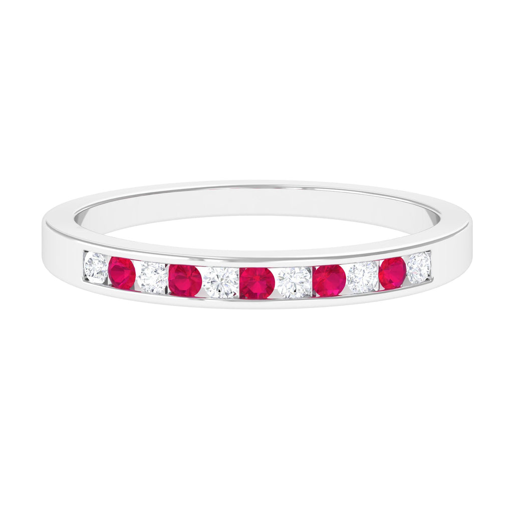 Minimal Ruby Diamond Ring in Channel Set