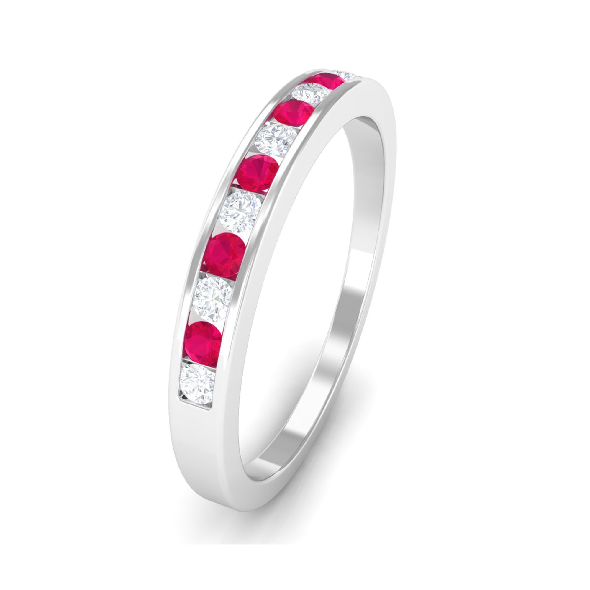 Minimal Ruby Diamond Ring in Channel Set