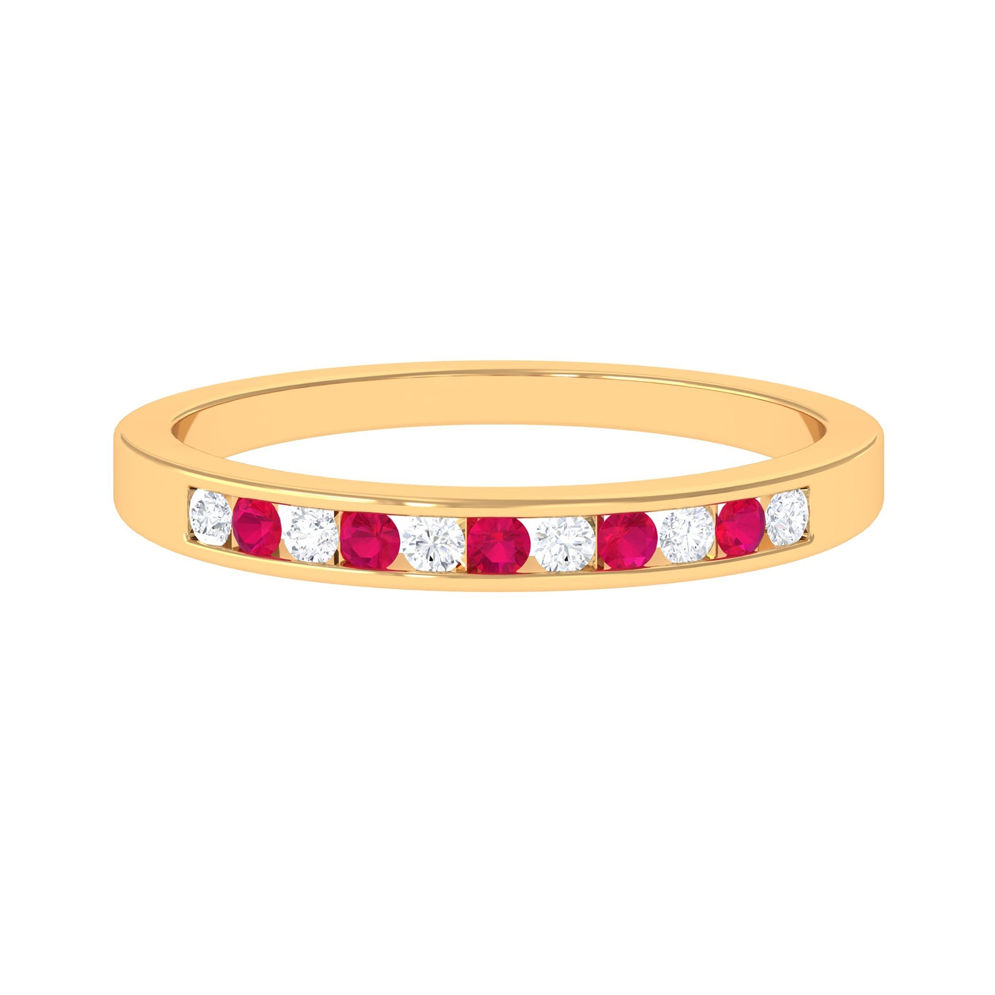 Minimal Ruby Diamond Ring in Channel Set