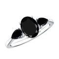 Natural Black Onyx Three Stone Engagement Ring