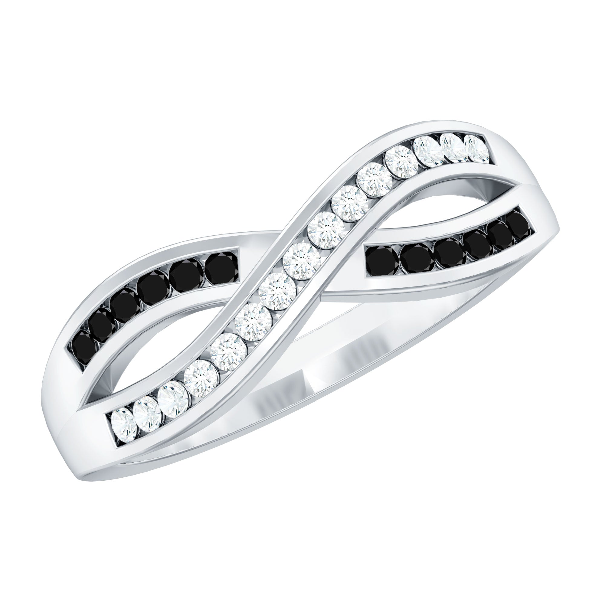 Certified Lab Grown Black and White Diamond Infinity Promise Band