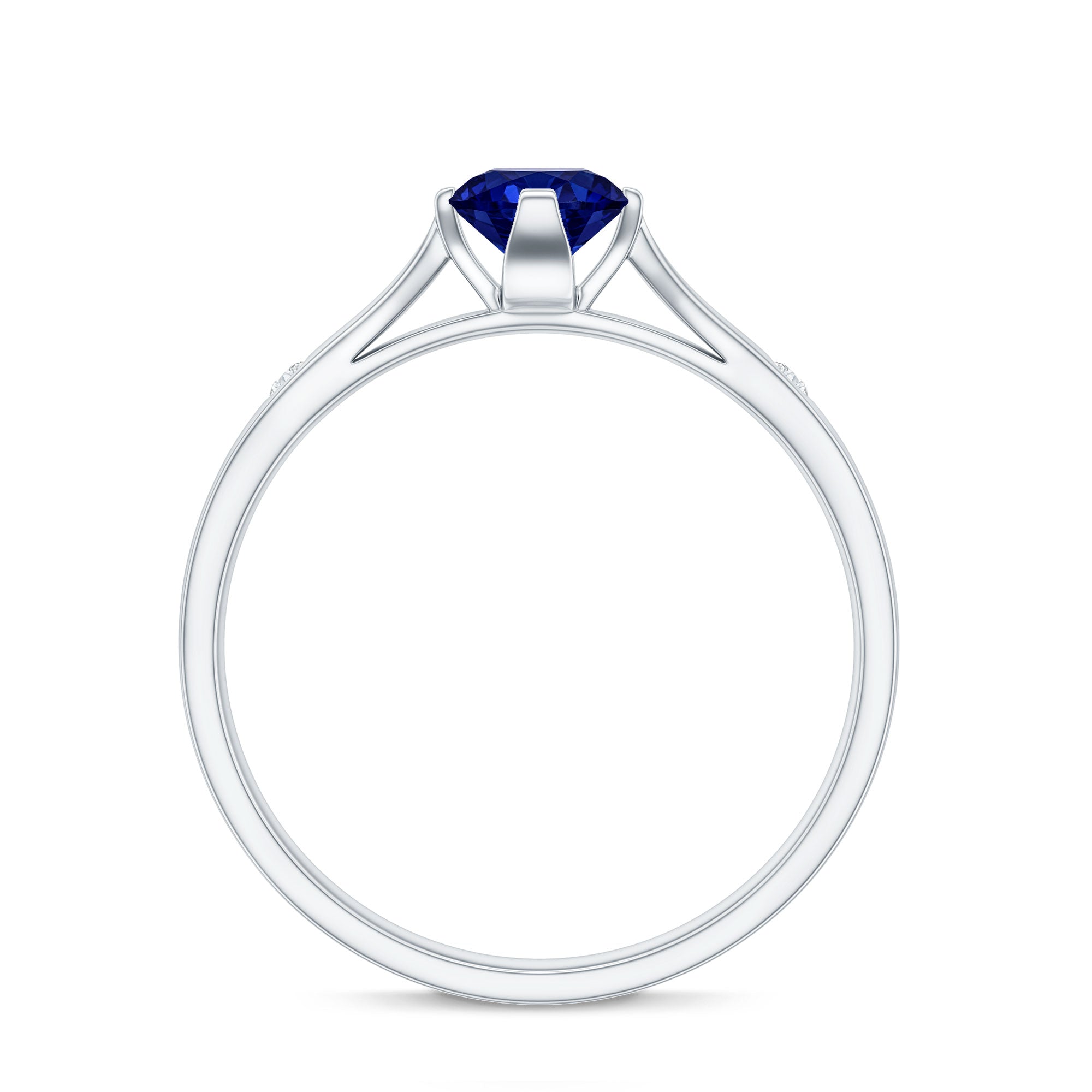 Certified 0.6 Carat Lab Grown Blue Sapphire Promise Ring with Diamond