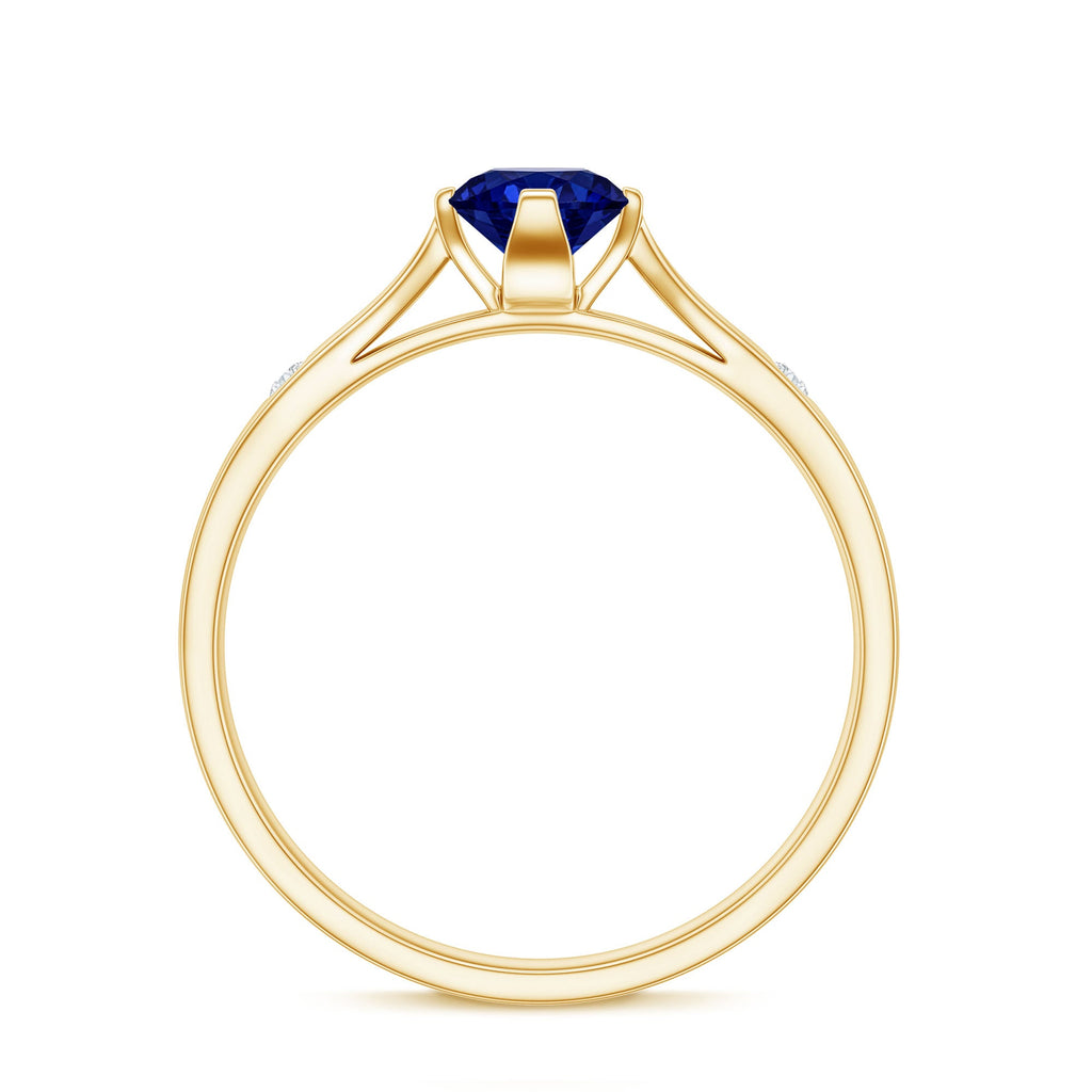Certified 0.6 Carat Lab Grown Blue Sapphire Promise Ring with Diamond