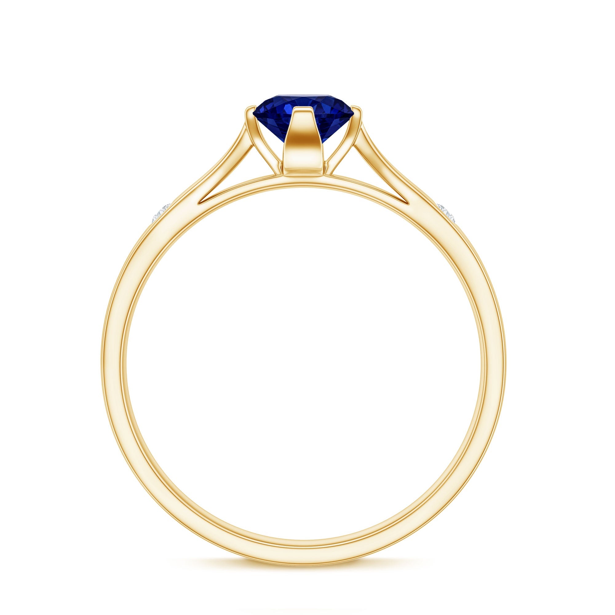 Certified 0.6 Carat Lab Grown Blue Sapphire Promise Ring with Diamond