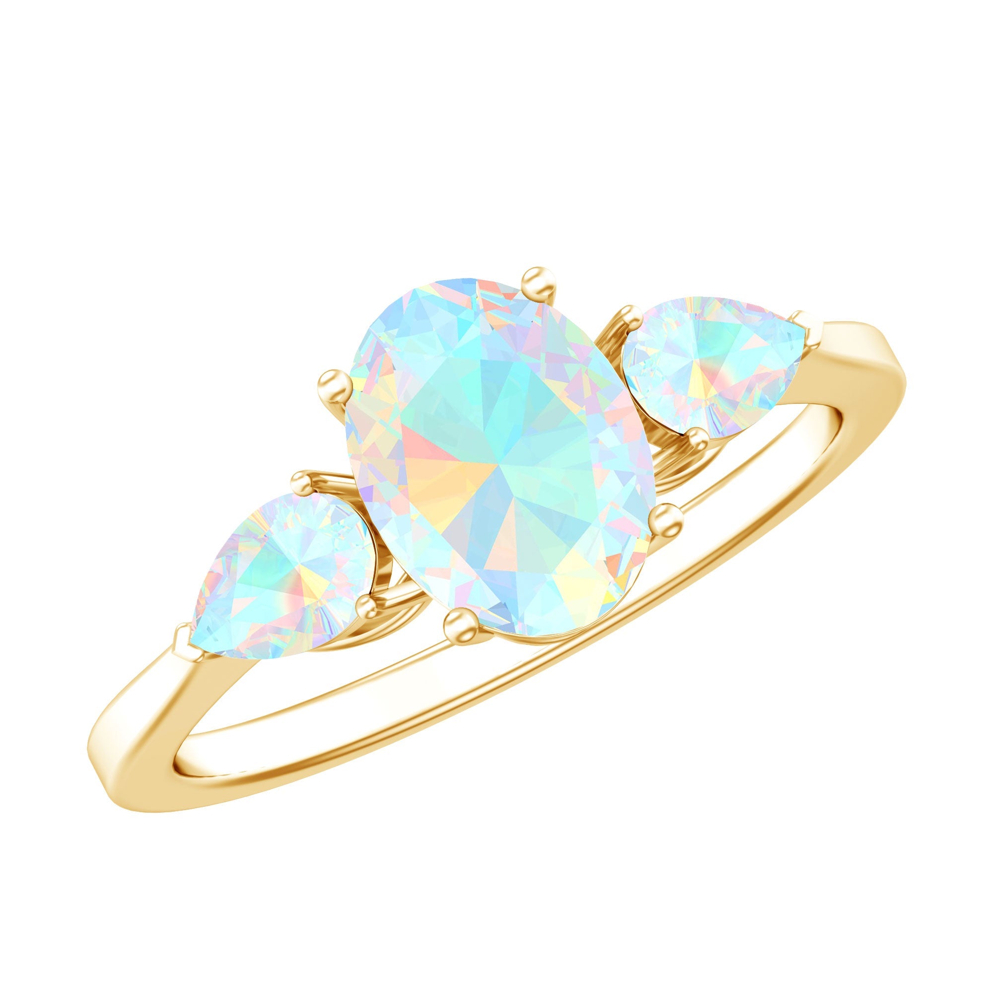 Natural Ethiopian Opal 3 Stone Engagement Ring With Certificate