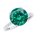 Certified 3.5 Carat Lab Grown Emerald Huge Engagement Ring with Diamond