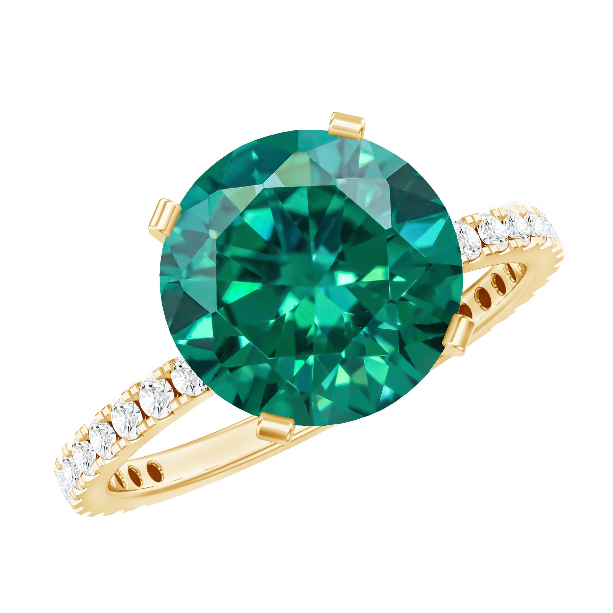 Certified 3.5 Carat Lab Grown Emerald Huge Engagement Ring with Diamond