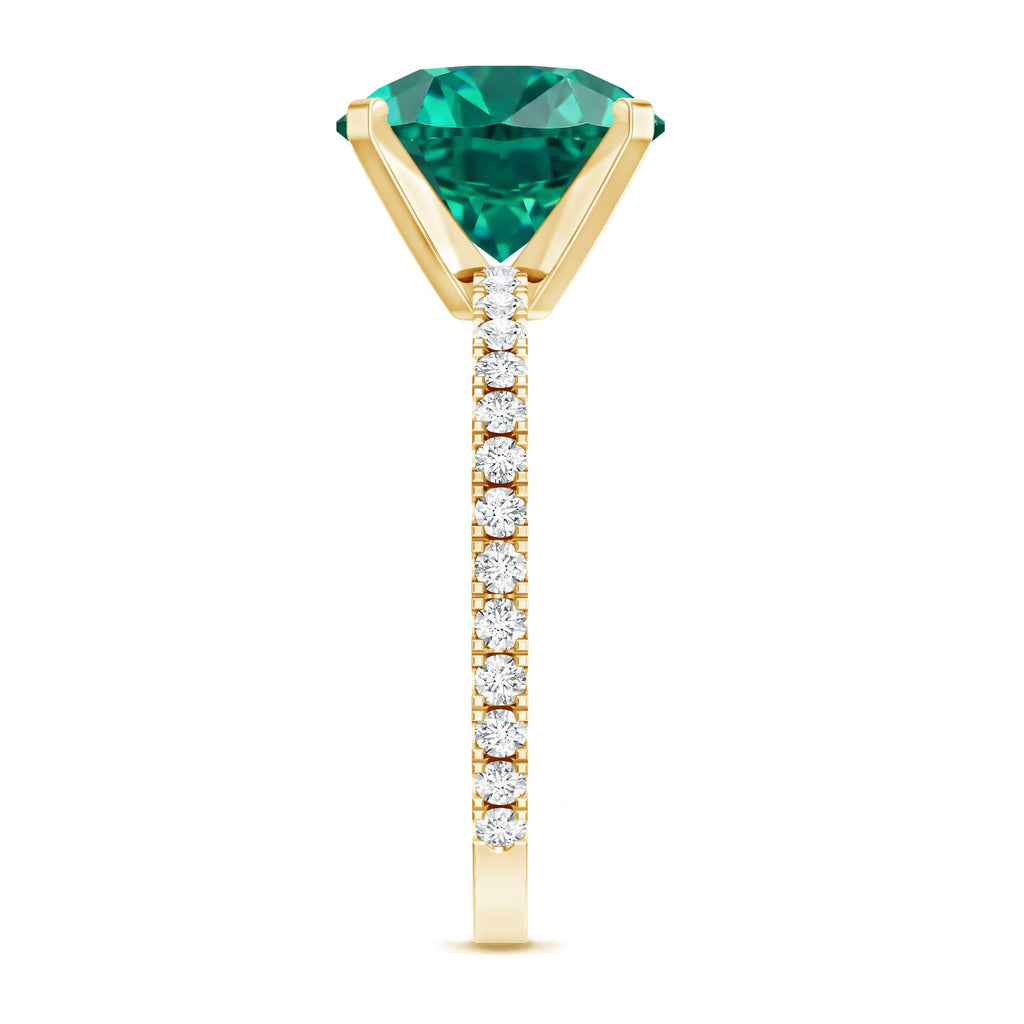 Certified 3.5 Carat Lab Grown Emerald Huge Engagement Ring with Diamond