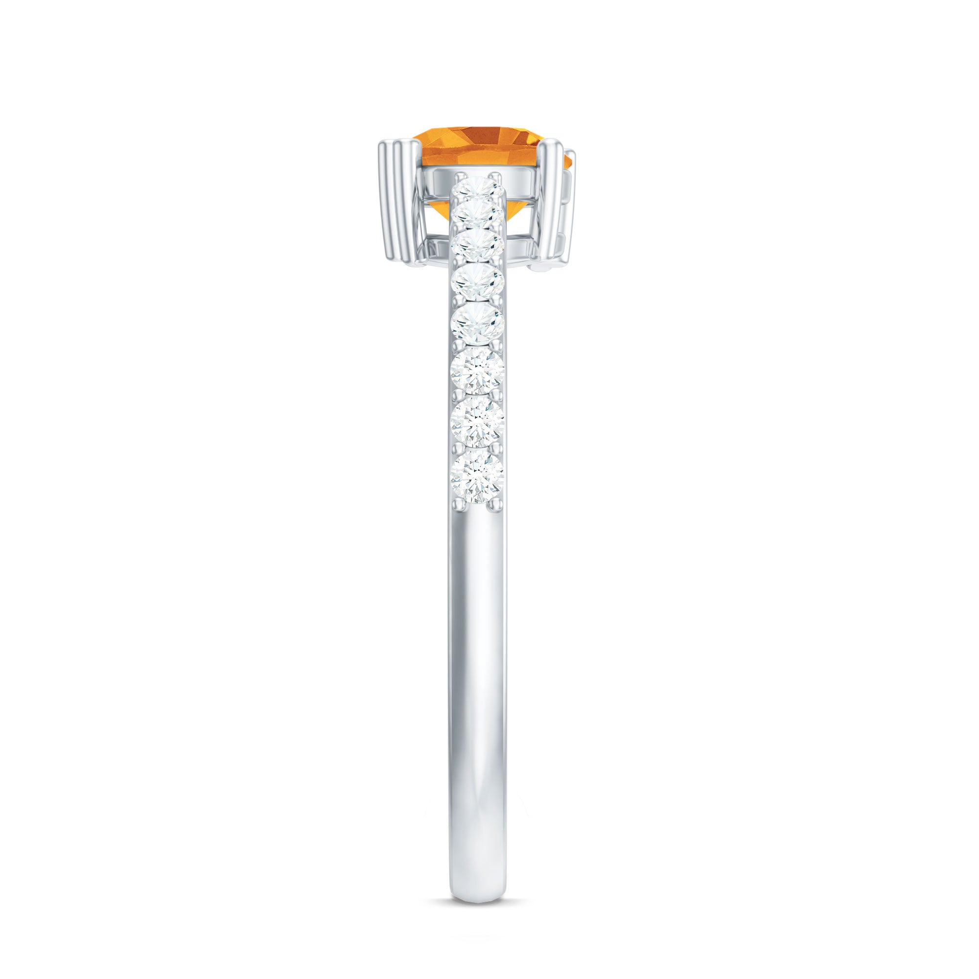 Natural Citrine Promise Ring with Diamond